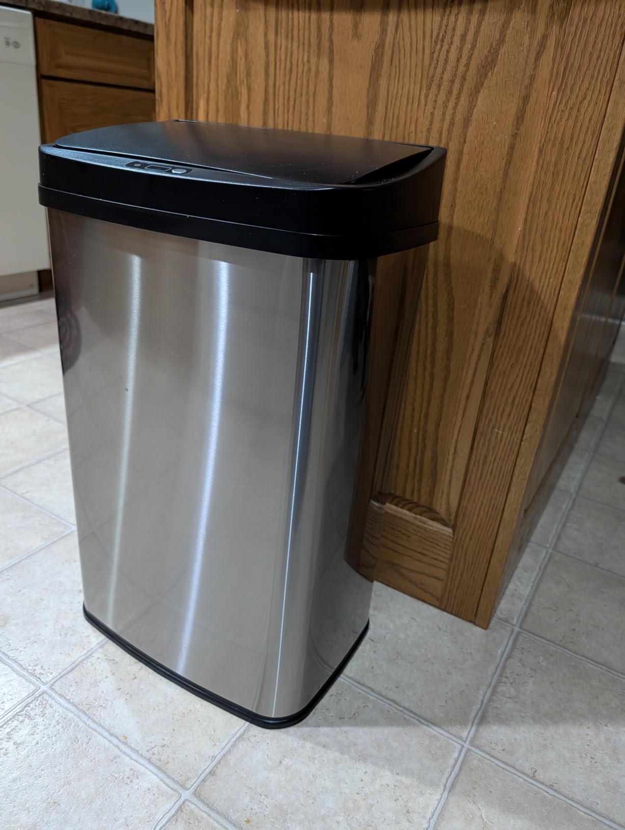 Ninestars Automatic Touchless Motion Sensor Rectangular Trash Can 13.2 Gallons, 50L, Silver, 13 Gal. 50 L, Silver Trim - Customer Photo 1