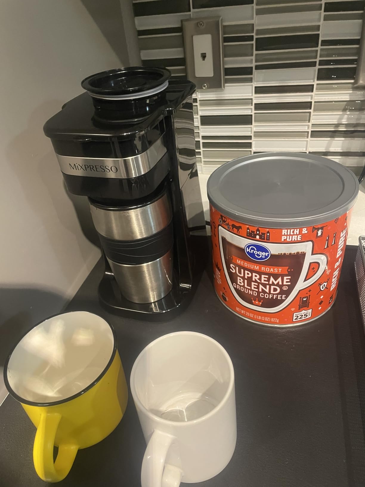 Mixpresso Black Personal Single Serve Coffee Maker with 14oz Travel Mug, Drip Small Coffee Maker with Auto Shut Off, Reusable Filter, Works with Ground Coffee Only - Customer Photo 0