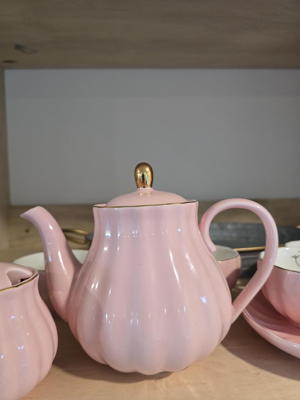 Porcelain Tea Sets British Royal Series, 8 OZ Cups& Saucer Service for 6, with Teapot Sugar Bowl Cream Pitcher Teaspoons and tea strainer for Tea/Coffee, Pukka Home (Pure White) - Customer Photo 0