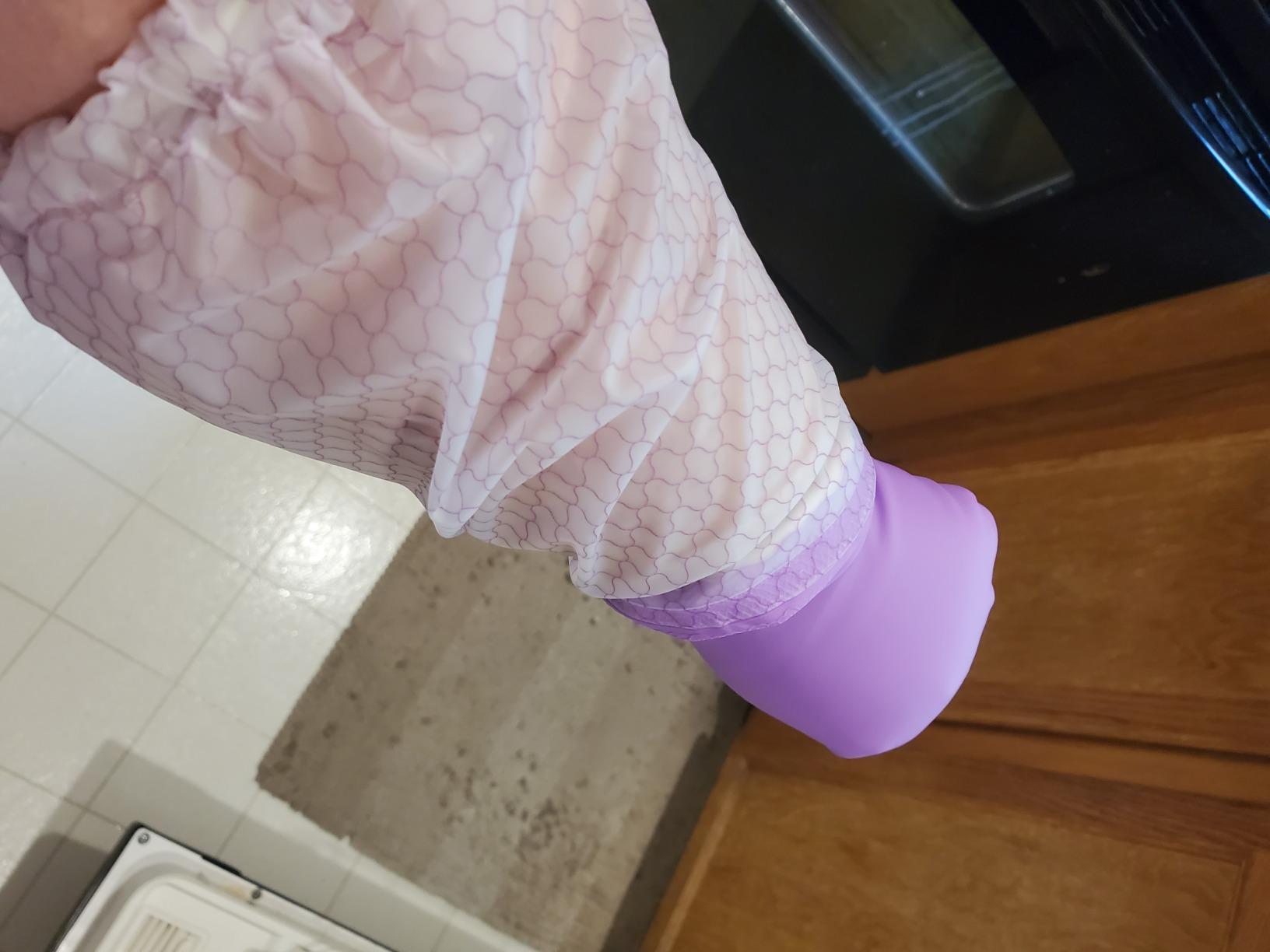 Elgood Reusable Dishwashing Cleaning Gloves with Latex free, Cotton lining, Kitchen Gloves 2 Pairs, Purple+blue Medium - Customer Photo 2