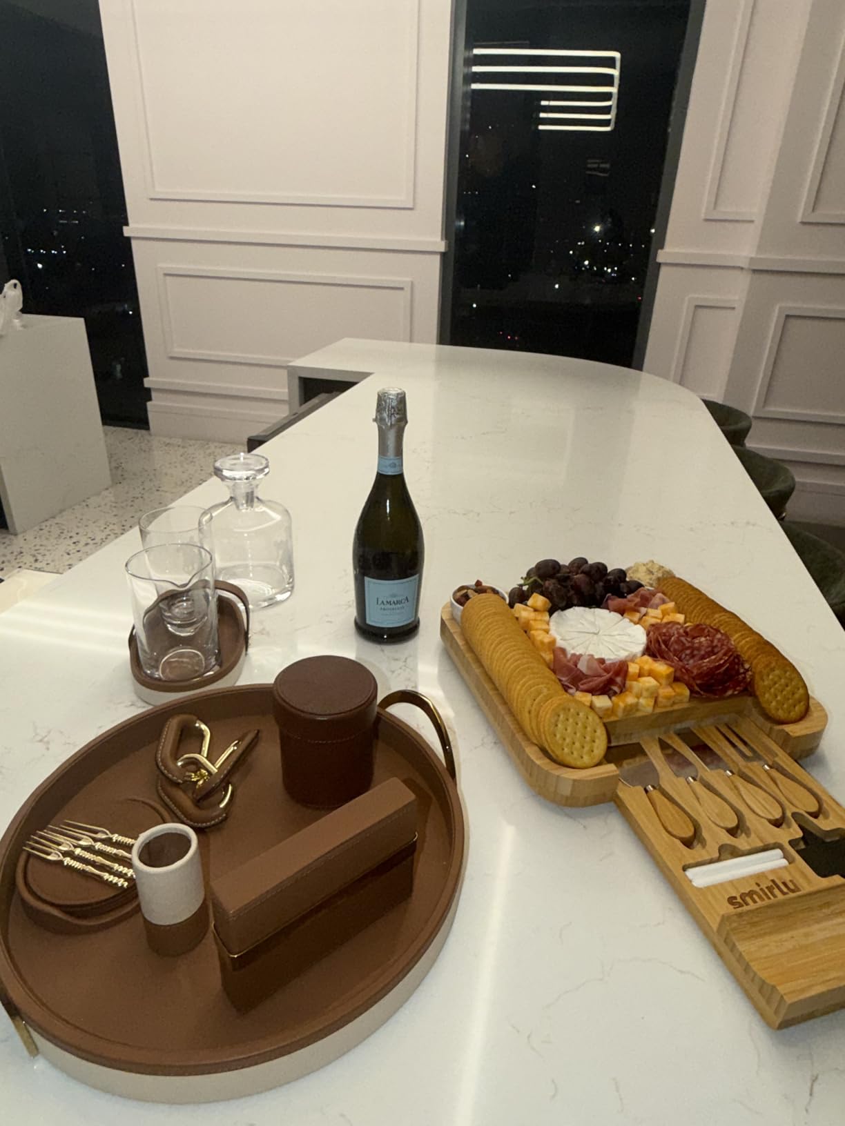 SMIRLY Charcuterie Large Bamboo Cheese Board Set for Serving - House Warming Gifts for New Home, Wedding, Bridal Shower & Birthday, for Women Customer Review SMIRLY Charcuterie Large Bamboo Cheese Board Set for Serving - House Warming Gifts for New Home, Wedding, Bridal Shower & Birthday, for Women - Customer Photo 0