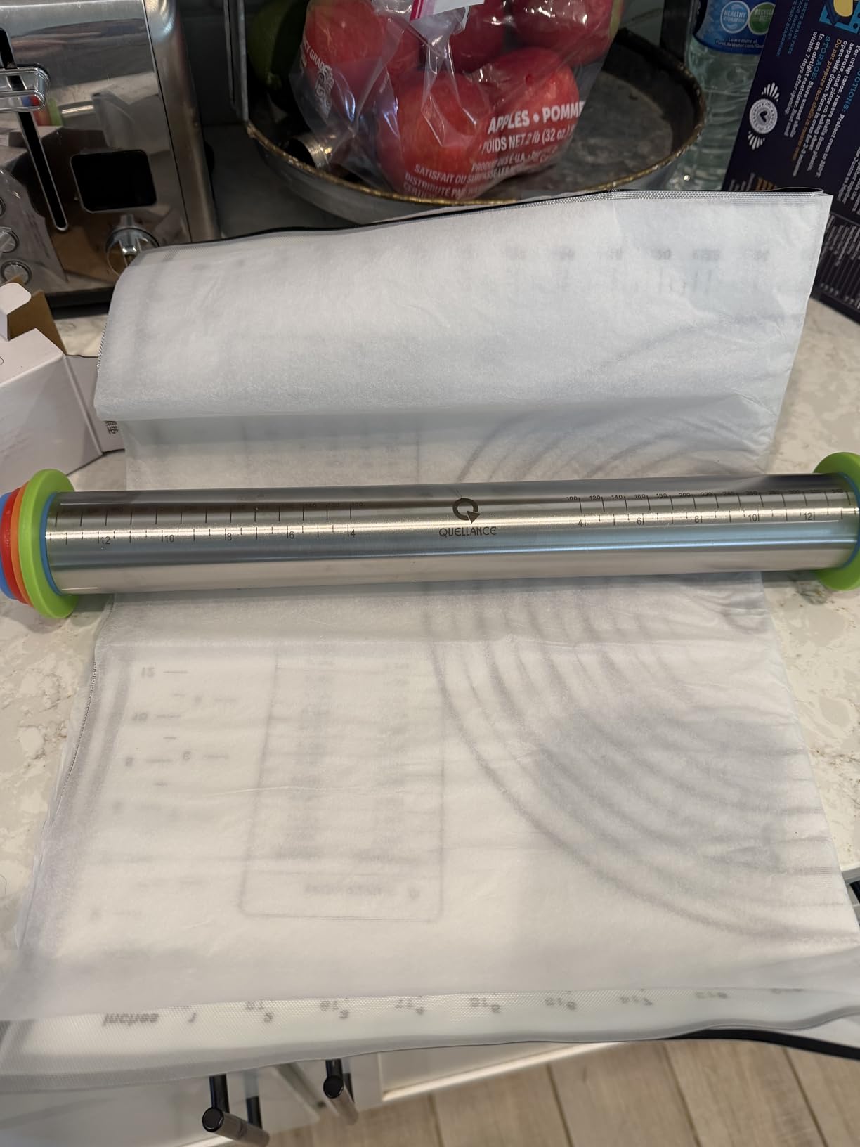 Rolling Pin and Pastry Baking Mat Set, Rolling Pins with Adjustable Thickness Rings, Stainless Steel Dough Roller for Baking Fondant, Pizza, Pie, Pastry, Pasta, Cookies (Red Mat) customer photo 1