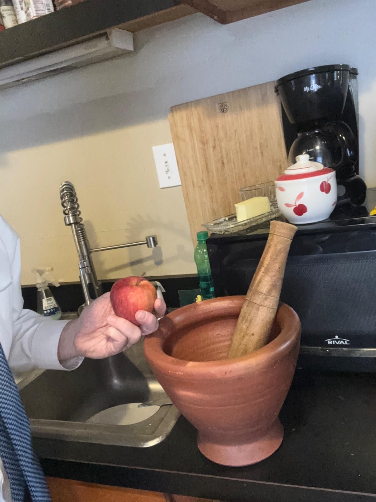 Thai & Laos Kruk Grinding Earthenware Clay Mortar with Palm Wooden Pestle, 9 Inches customer photo 1