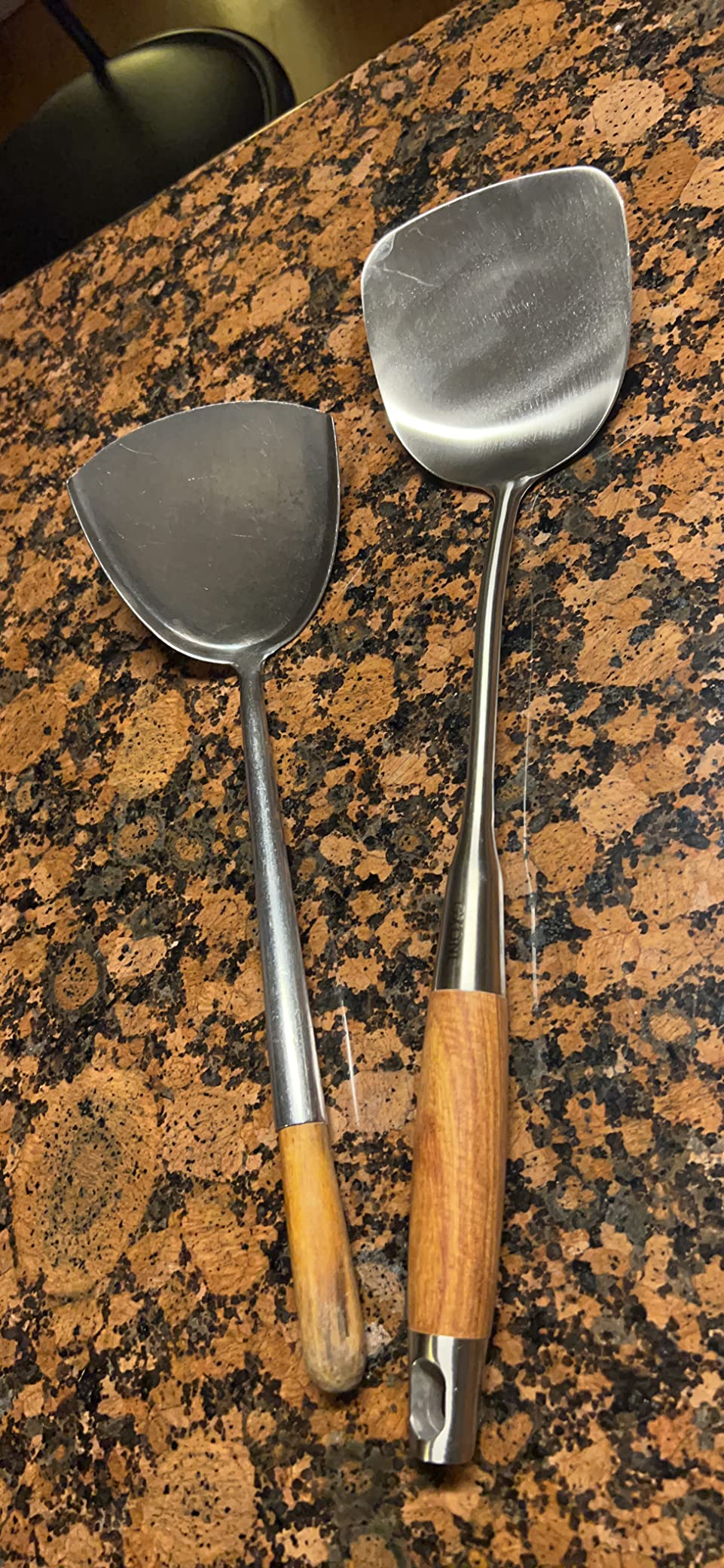 Wok Spatula Stainless Steel, Wide Metal Spatula with Hollow Long Handle Wok Utensils,Silver/14.7Inch customer photo 1