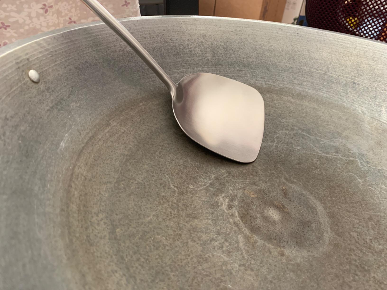 Wok Spatula Stainless Steel, Wide Metal Spatula with Hollow Long Handle Wok Utensils,Silver/14.7Inch customer photo 2