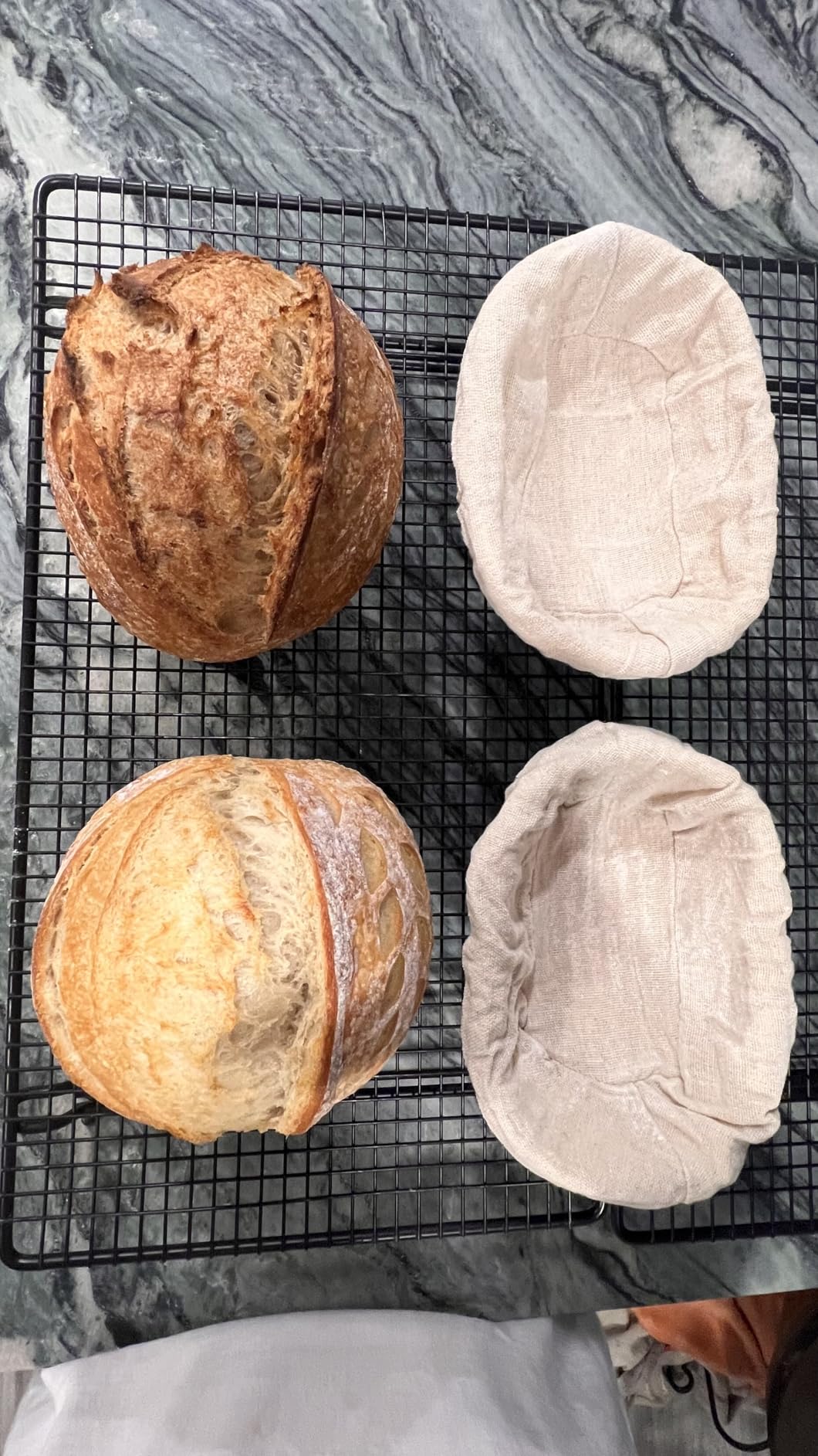 Bread Proofing Baskets Set of 2 10 inch Oval Shaped Dough Proofing Bowls w/Liners Perfect for Professional & Home Sourdough Bread Baking customer photo 2