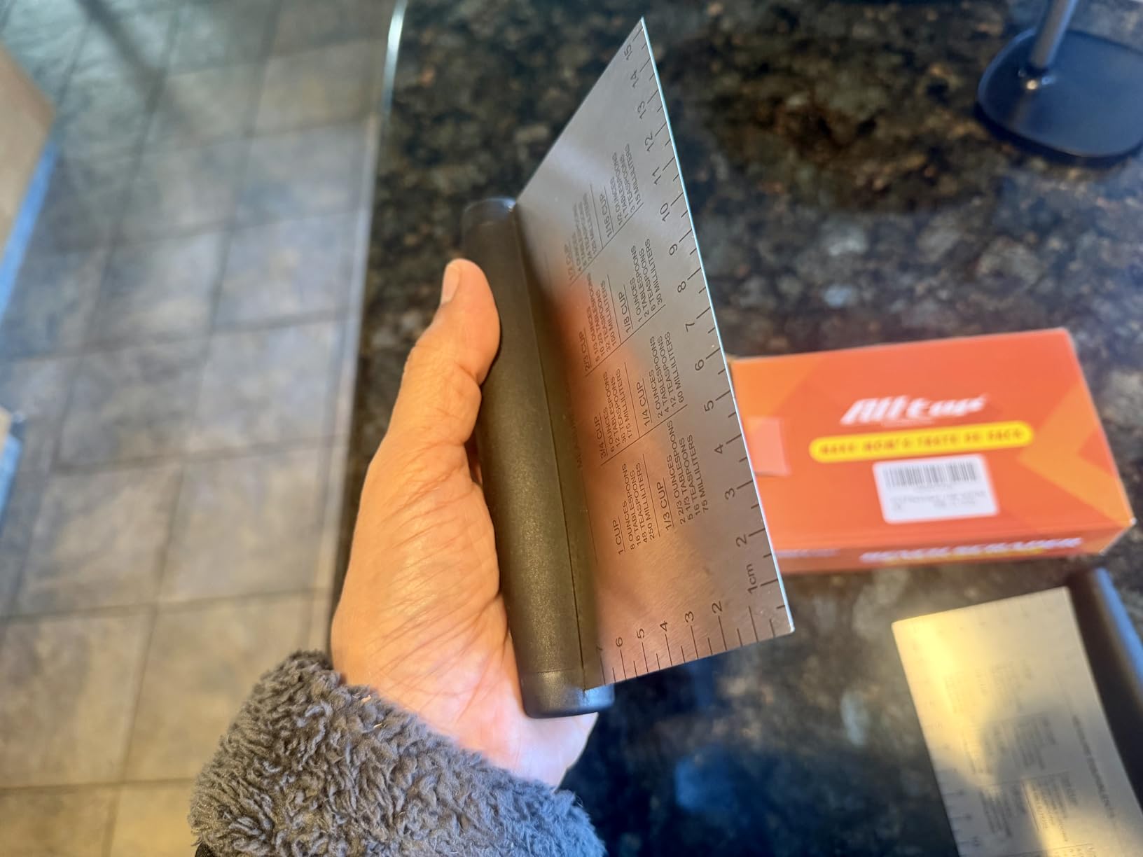 ALLTOP Bench Scraper & Chopper for Kitchen - Ideal Baking Essential Utensil,Stainless Steel Pastry/Dough/Food Cutter Tool customer photo 1