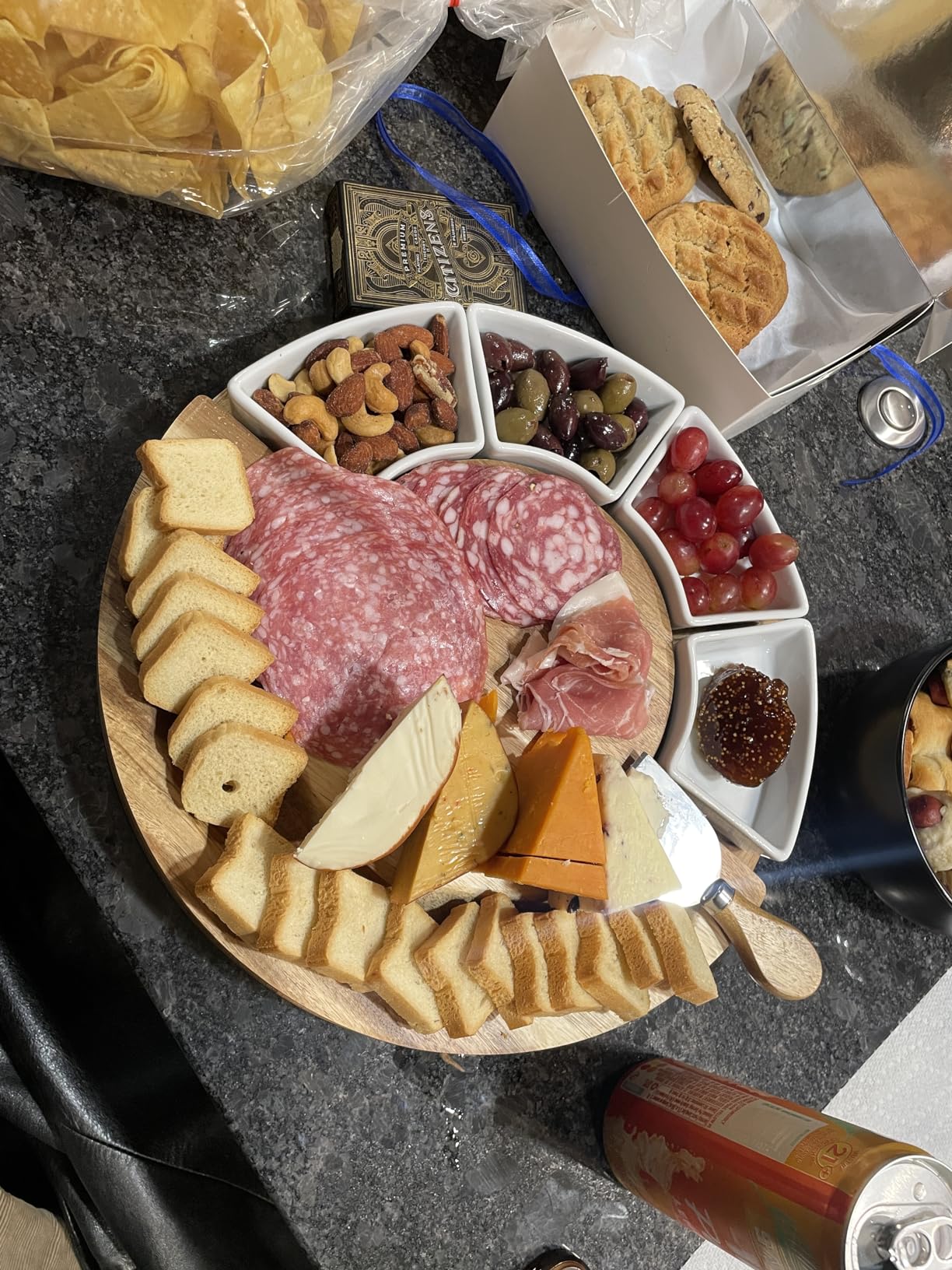 ChefSofi Charcuterie Board Set and Cheese Serving Platter - Made from Acacia Wood - US Patented 13 inch Cheese Board and Knife Set for Entertaining and Serving - 4 Knives and 4 Bowls customer photo 2