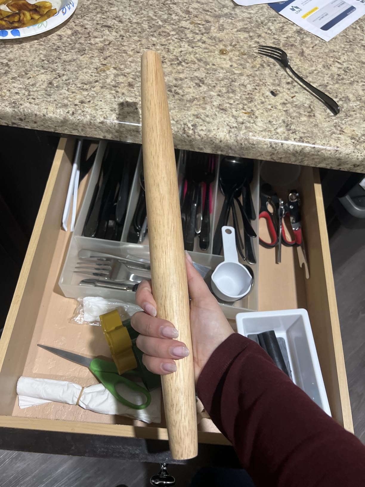 French Rolling Pin (17 Inches) - Wooden Roll Pin for Fondant, Pie Crust, Cookie, Pastry, Dough - Tapered Design & Smooth Construction - Essential Kitchen Utensil customer photo 1