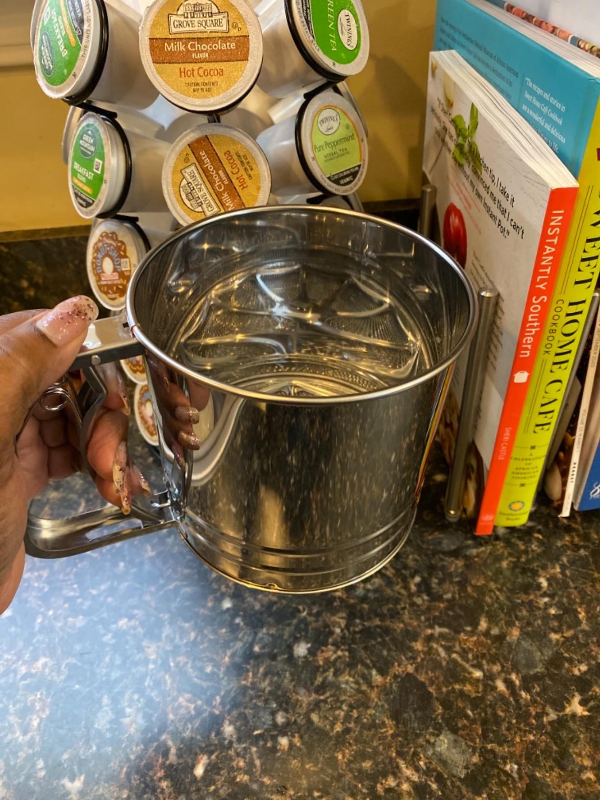 5 Cup Flour Sifter for Baking - Large Capacity Flour Sifter Stainless Steel with Double Mesh, Easy One-Hand Use & Dishwasher Safe - Baking Tools for Sifting Powdered Sugar, Cocoa & Easter Cookies customer photo 2