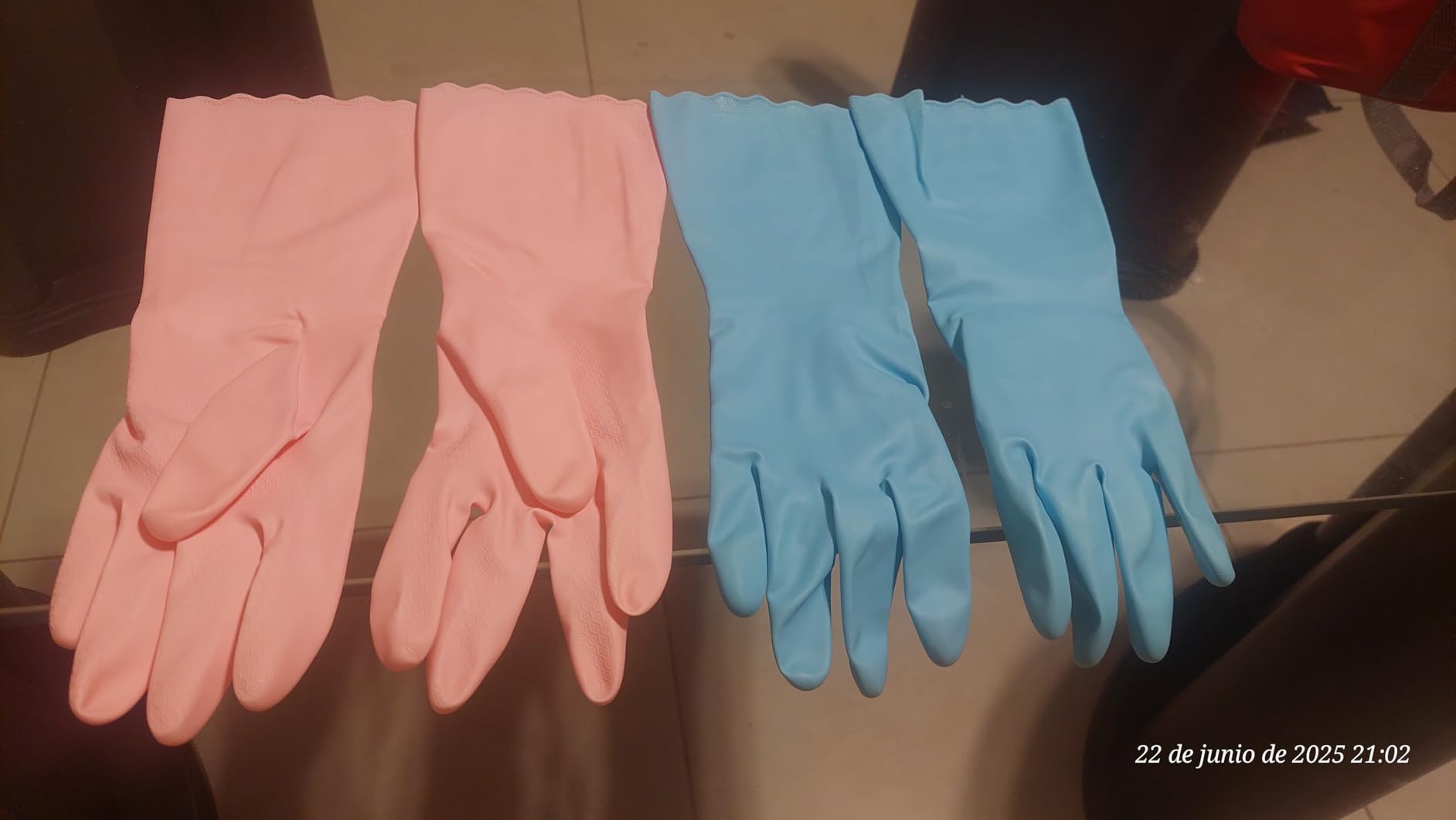 HSL Household Cleaning Gloves - Reusable Kitchen Dishwashing Gloves with Latex Free, Cotton lining, Waterproof, Non-Slip (Large, 2 Pairs) - Customer Photo 1