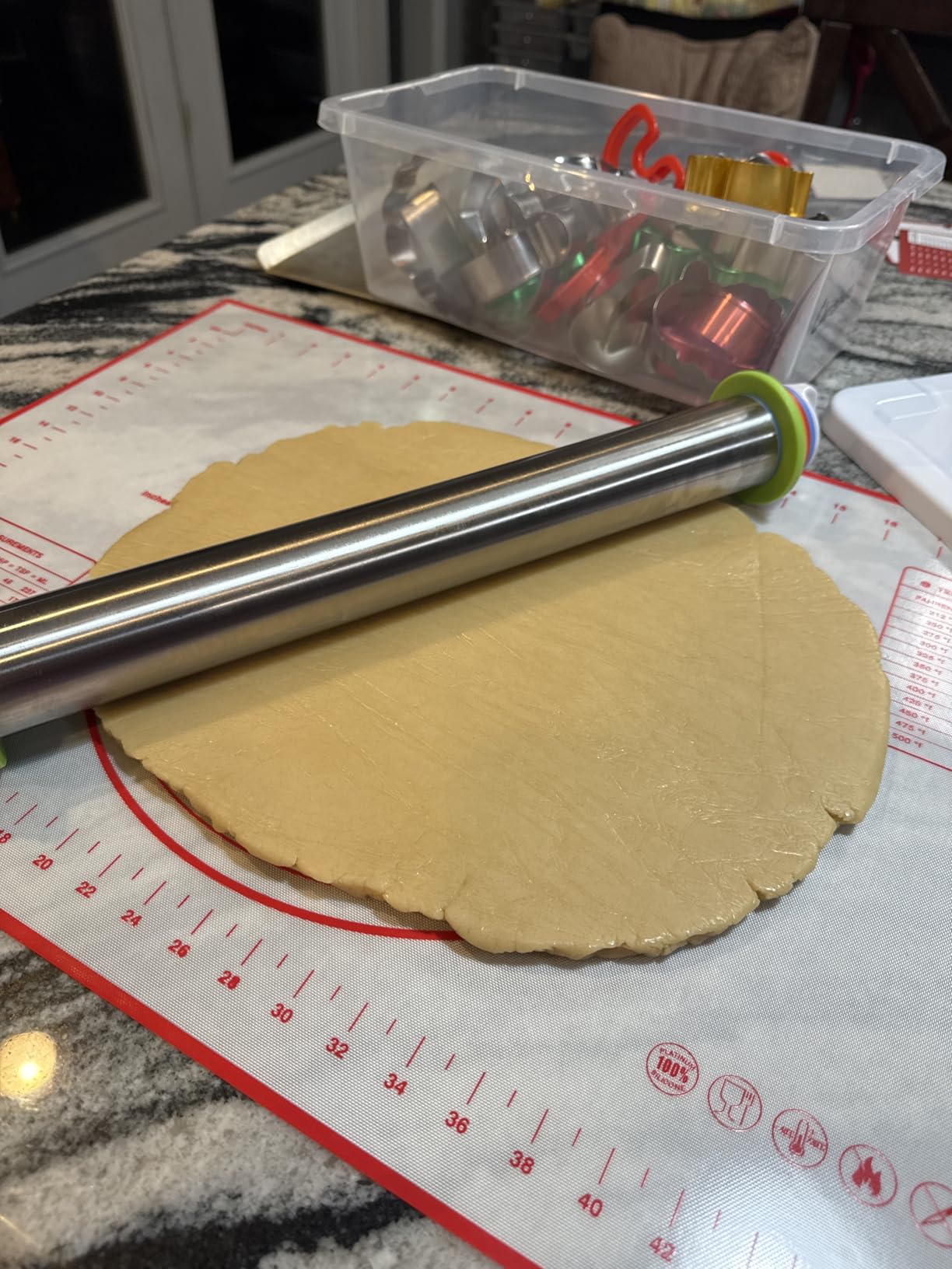 Stainless Steel Rolling Pin and Silicone Mat Set, Adjustable Thickness Rings - For Baking Dough, Pizza, Pies, Pastries, Pasta, Cookies customer photo 2