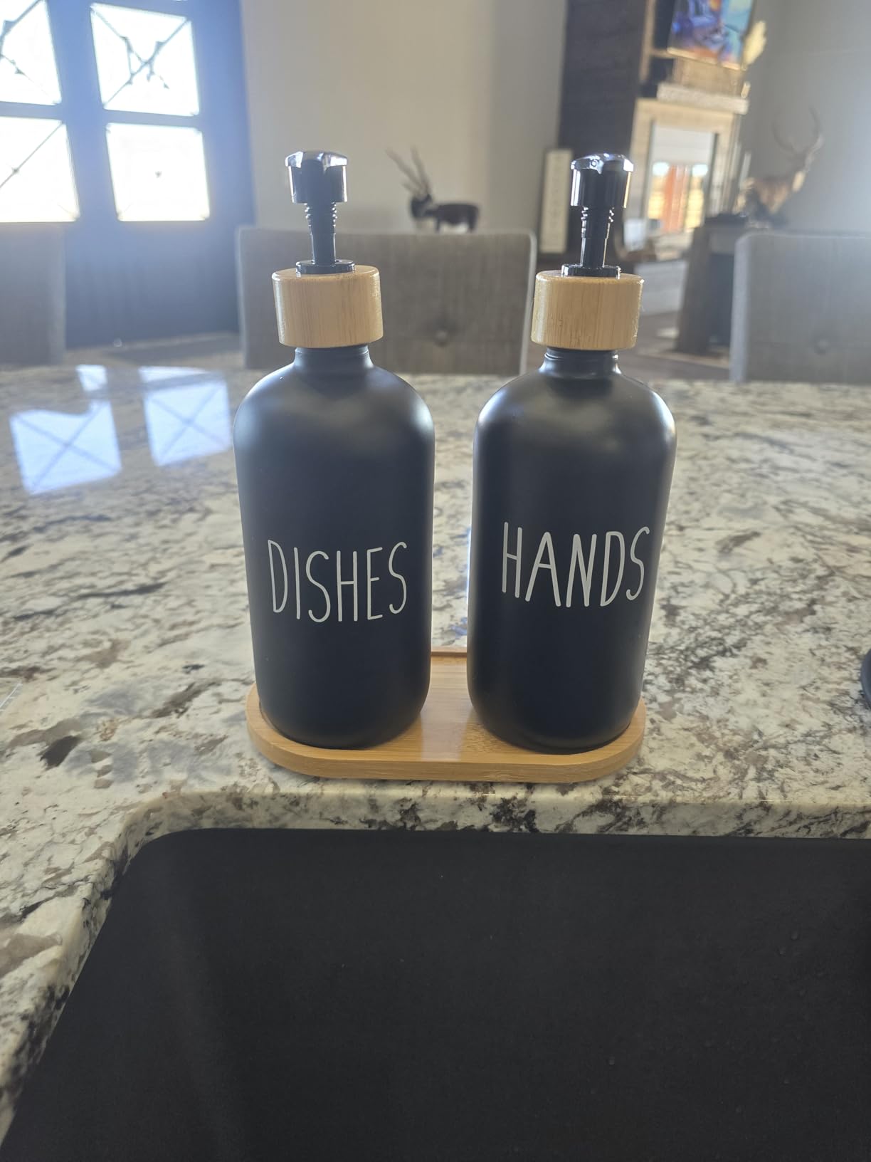 16 OZ Thick Amber Glass Soap Dispenser with Pump 2 Pack, Hand and Dish Soap Dispenser Set for Bathroom with 6 Waterproof Labels - Customer Photo 1