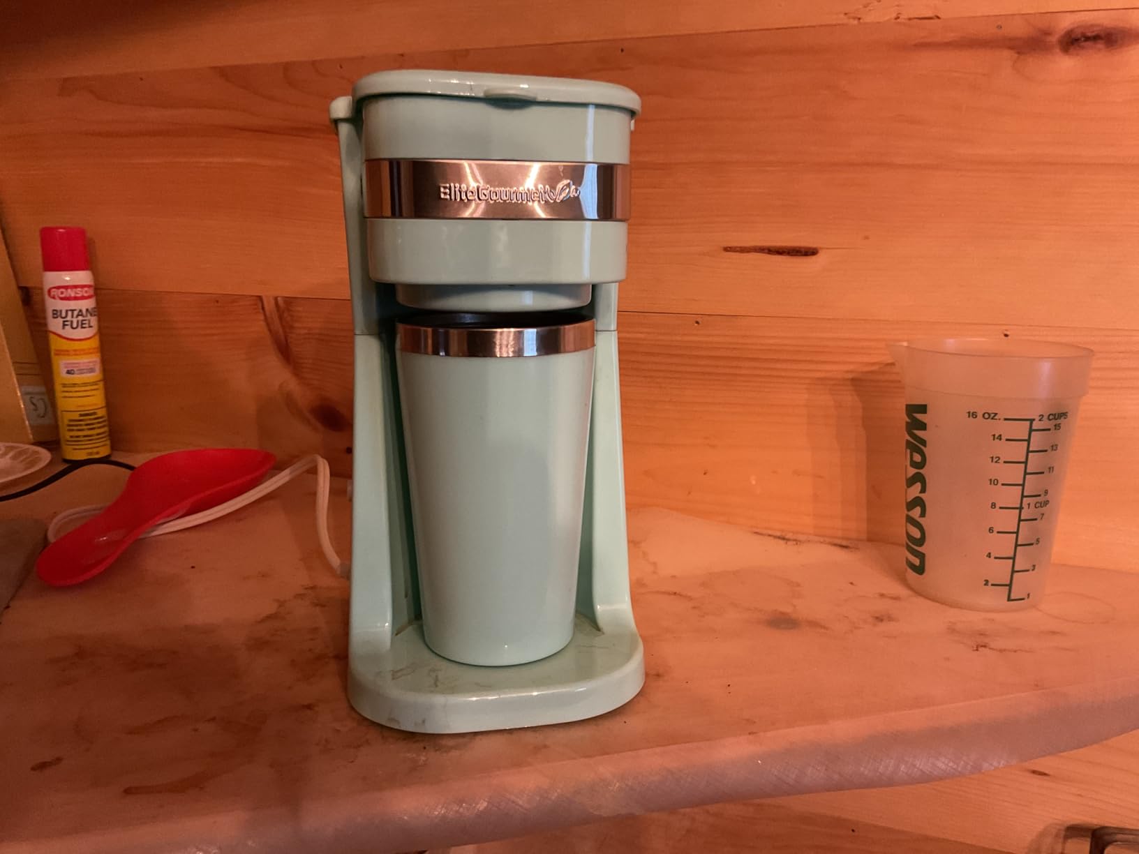 Elite Gourmet EHC111A Personal Single-Serve Compact Coffee Maker Brewer Includes 14Oz. Stainless Steel Interior Thermal Travel Mug, Compatible with Coffee Grounds, Reusable Filter, Black - Customer Photo 0