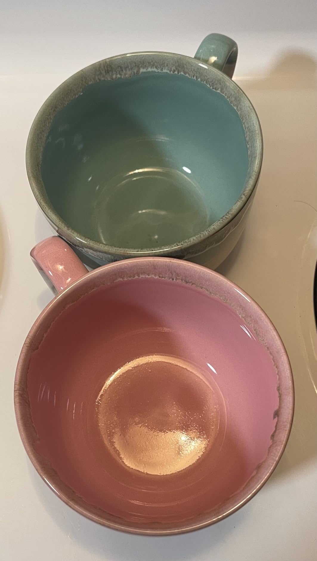 Bosmarlin Large Ceramic Coffee Mug Set of 2, Stoneware Jumbo Latte Mugs for Office and Home, 16 Oz, Dishwasher and Microwave Safe(Brown Grey, 2) - Customer Photo 1