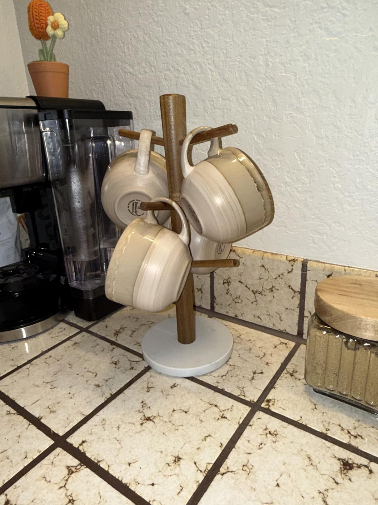 Bosmarlin Large Ceramic Coffee Mug Set of 2, Stoneware Jumbo Latte Mugs for Office and Home, 16 Oz, Dishwasher and Microwave Safe(Brown Grey, 2) - Customer Photo 2