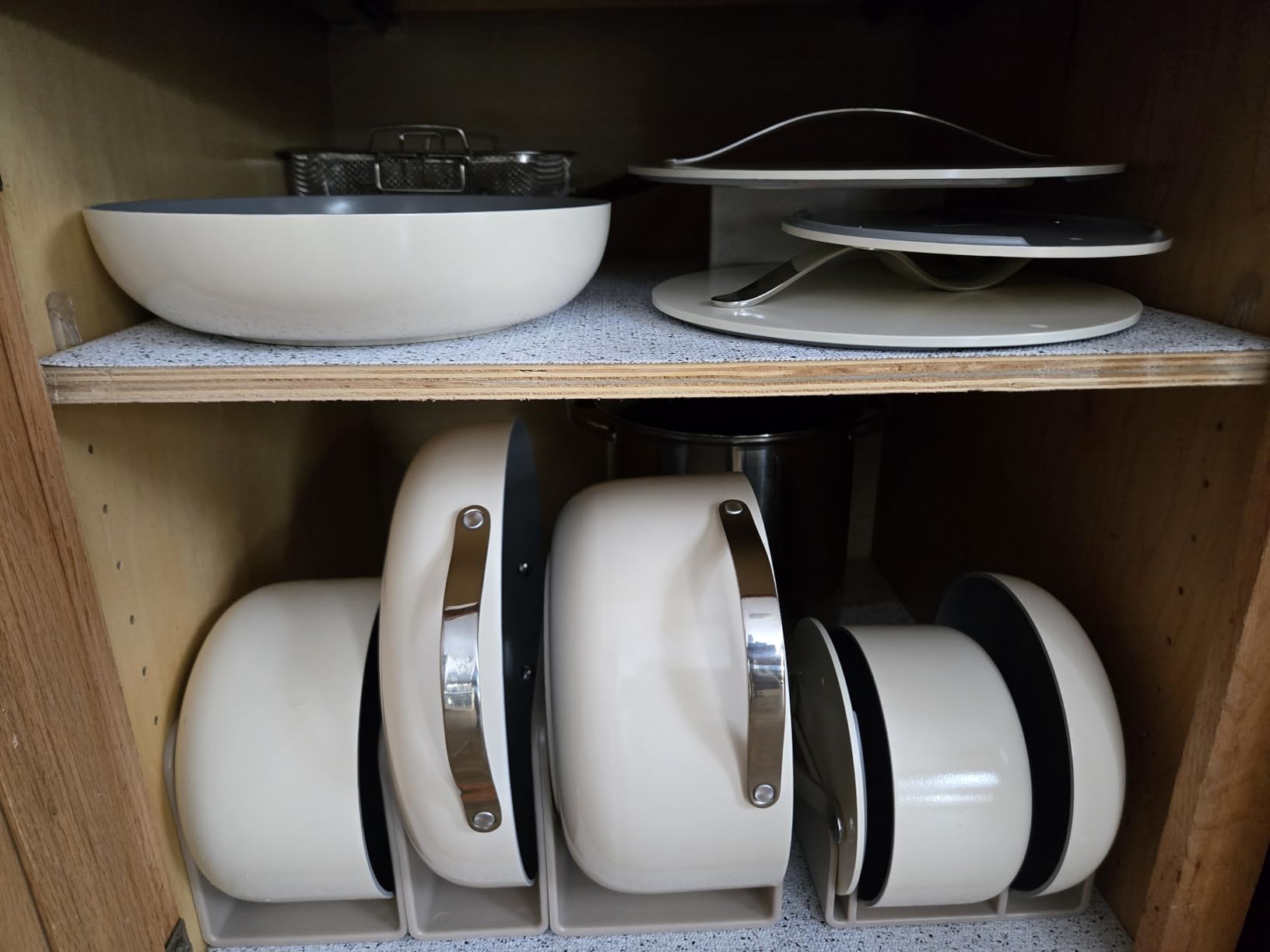 Caraway Non-stick Ceramic Cookware Set (12 Piece) Pots, Pans, Lids and Kitchen Storage - PFAS & PFOA Free - Oven Safe Pan Set & Compatible with All Stovetops - Cream - Customer Photo 1