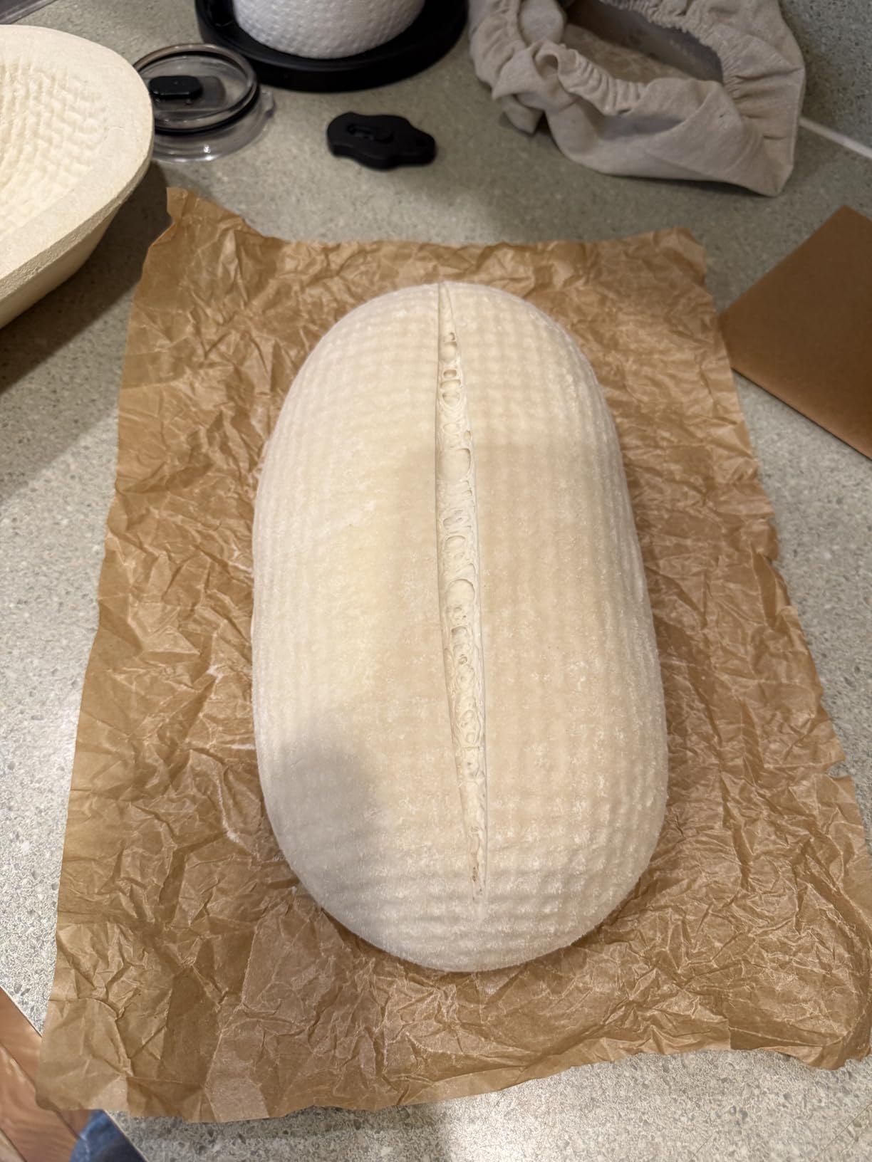 Bulka Oval 750g Groove Banneton Bread Proofing Basket Pressed Wood Pulp, Sourdough Proofing Basket - Non-Stick Batard Brotform Sourdough Bread Baking Supplies, Made in Germany customer photo 2