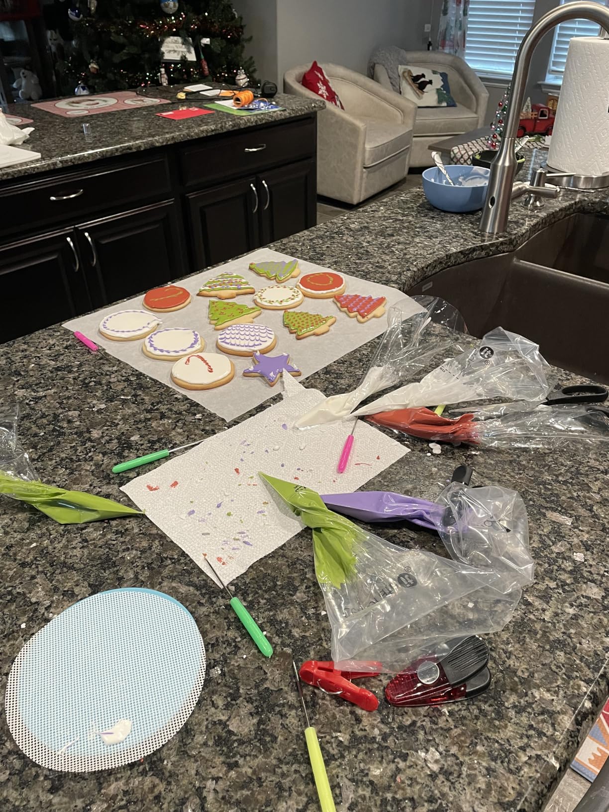 Cookie Decorating Kit Cookie Decorating Supplies with 1 Acrylic Turntable, 6 Cookies Fondant Brushes 6 Scribe Needle Royal Icing Tools customer photo 1