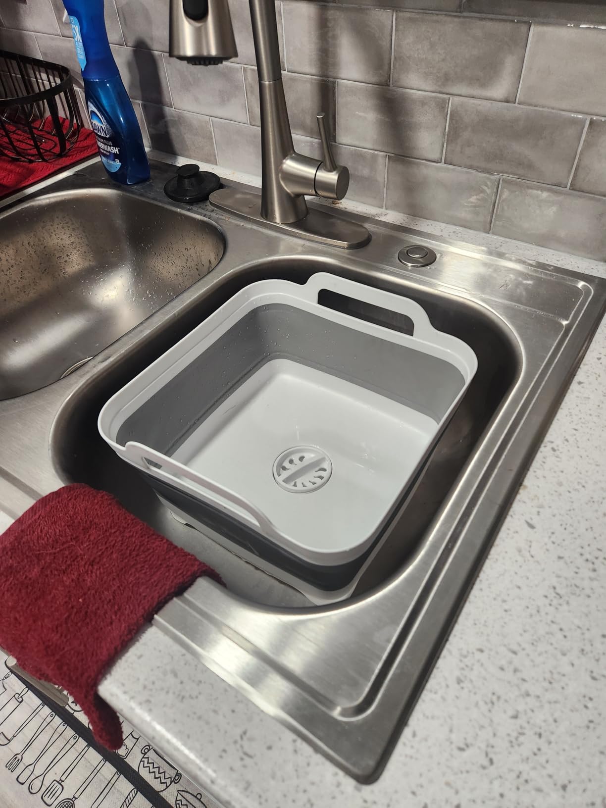 MontNorth Collapsible Wash Basin 9L, Foldable Dish Tub with Drain Plug, Portable Collapsible Dish Basin, Camping Sink for Washing Dishes, Laundry & Kitchen Use, Gray customer photo 1