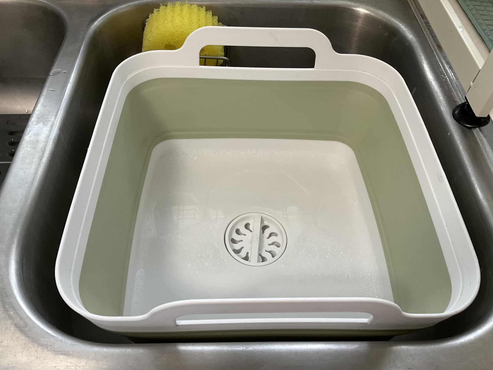 Collapsible Wash Basin 9L, Foldable Dish Tub with Drain Plug, Portable Collapsible Dish Basin, Camping Sink for Washing Dishes, Laundry & Kitchen Use,Gray - Customer Photo 3