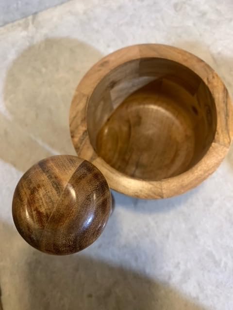 Samhita Handmade Acacia Wood Mortar and Pestle Perfect for Grinder for Herbs, Garlic, Walnut Spices & Kitchen Essentials Usage customer photo 2