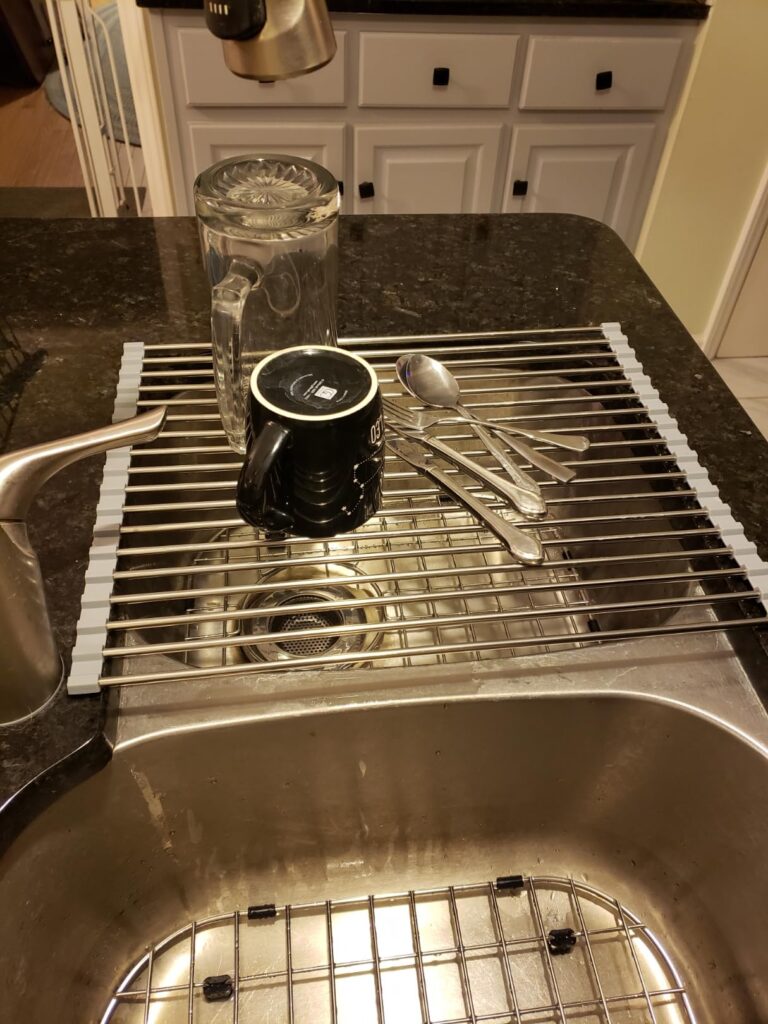 MECHEER Over The Sink Dish Drying Rack, Roll Up Dish Drying Rack Kitchen Dish Rack Stainless Steel Sink Drying Rack, Foldable Dish Drainer, 17.5''x11.8'' Customer Review MECHEER Over The Sink Dish Drying Rack, Roll Up Dish Drying Rack Kitchen Dish Rack Stainless Steel Sink Drying Rack, Foldable Dish Drainer, 17.5''x11.8'' - Customer Photo 1