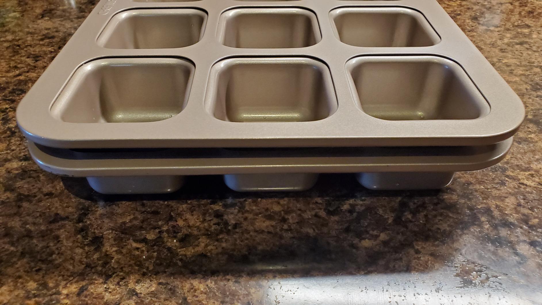 CHEFMADE Financier Cake Pan, 10-Cavity Non-Stick Rectangle Muffin Pan Biscuits Cookies Bakeware for Oven Baking (Champagne Gold) customer photo 2