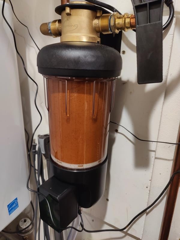 iSpring WSP50ARJ, NSF Certified, Spin-Down Sediment Water Filter, Upgraded Jumbo Size, Large Capacity, Reusable with Touch-Screen Auto Flushing Module, Brass Top Clear Housing, 50 Microns - Customer Photo 2
