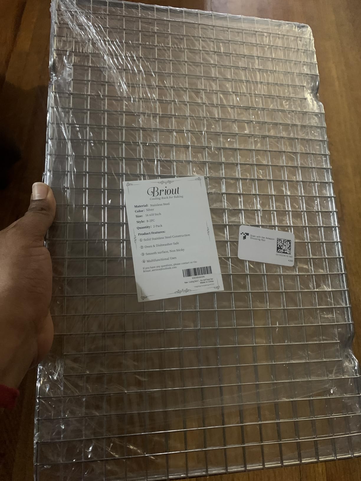 Cooling Rack for Baking 2-Pack, 16x10 Inches Baking Rack, Thick Wire Cookie Rack for Cooking, Roasting, Grilling, Drying, Oven Safe, Fits Half Sheet Pan, Silver customer photo 2