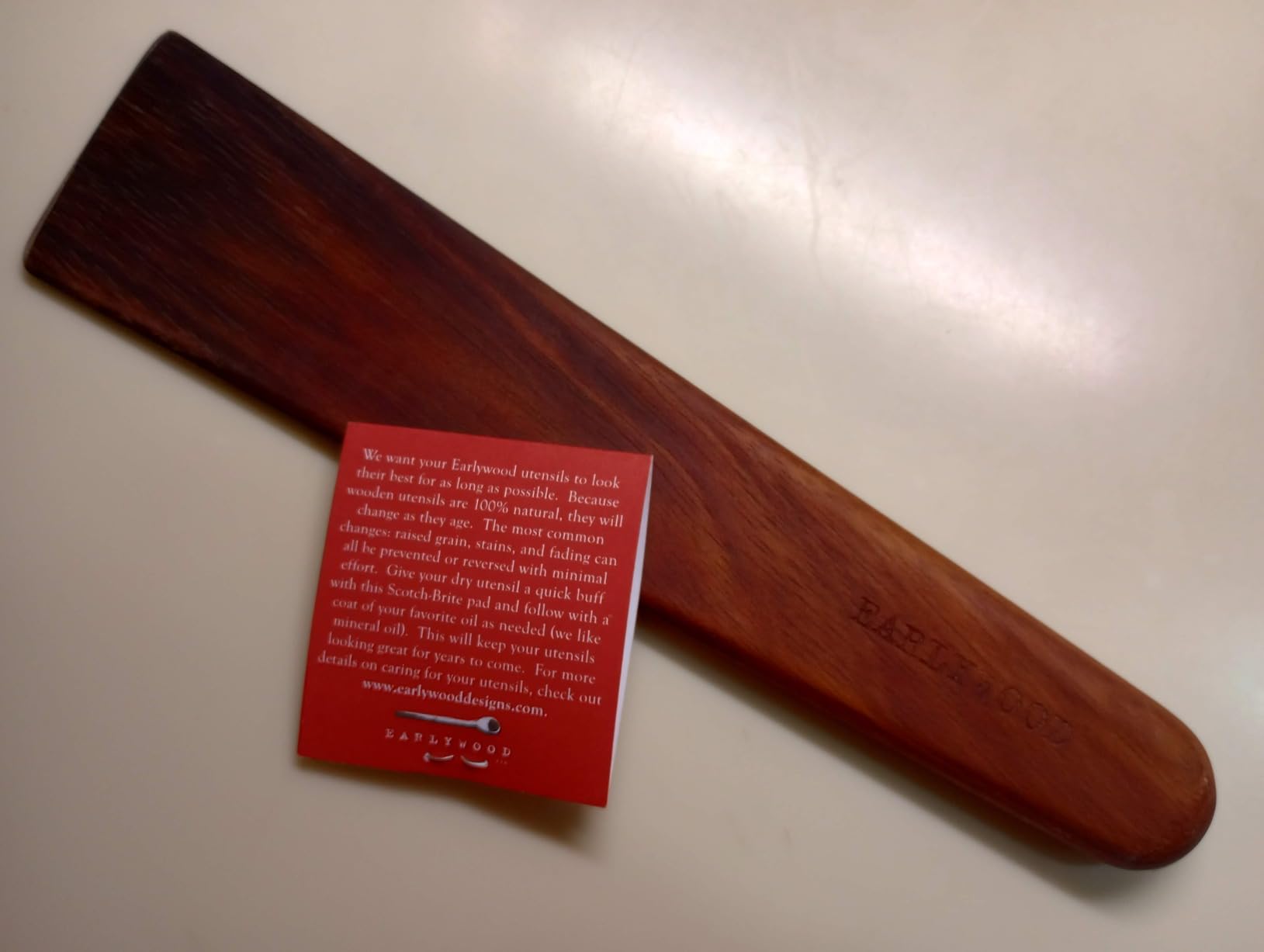 Earlywood 13 inch Handmade Wood Cooking Utensil for Kitchen, Multi-Purpose Scraper and Egg Turner, Cast Iron Scraper and Saute Spatula - Made in USA - Hard Maple - Customer Photo 1
