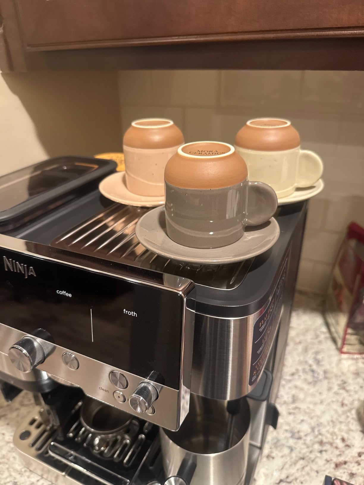 Mora Ceramic Mini Espresso Cups Set of 4, 3oz - Tiny Italian Inspired Mugs With Saucers For Small Shots of Coffee - Modern Boho Style For Any Kitchen or Cafe. Microwave Safe Porcelain - Asstd Neutrals customer photo 2