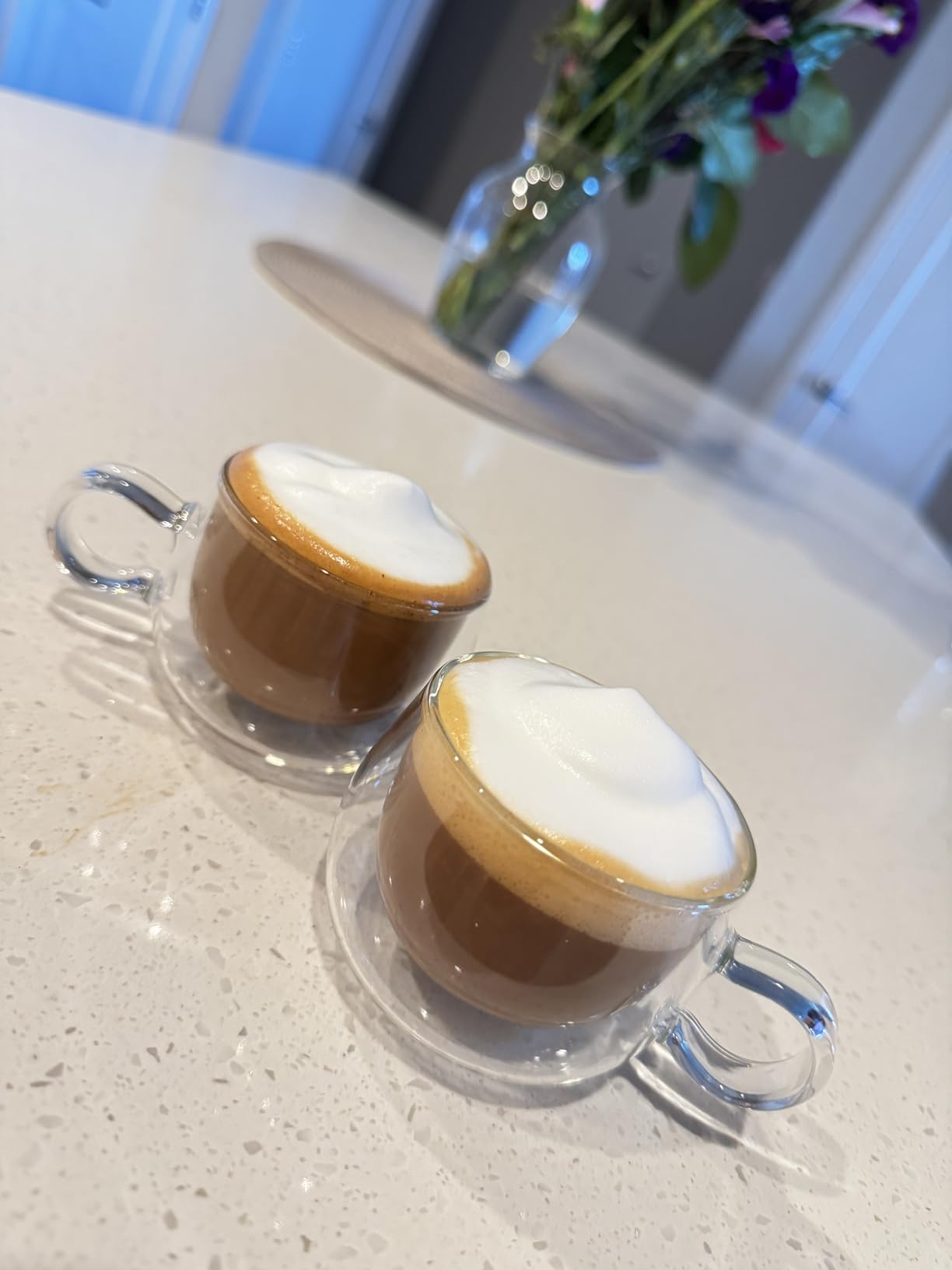 glastal Espresso Cups 4 oz Double Walled Glasses Coffee Mugs Set of 2, Clear Glass Coffee Cups Insulated Espresso Mug 120 ml (full capacity) Borosilicate Double Wall Glass Cup, German Quality - Customer Photo 0