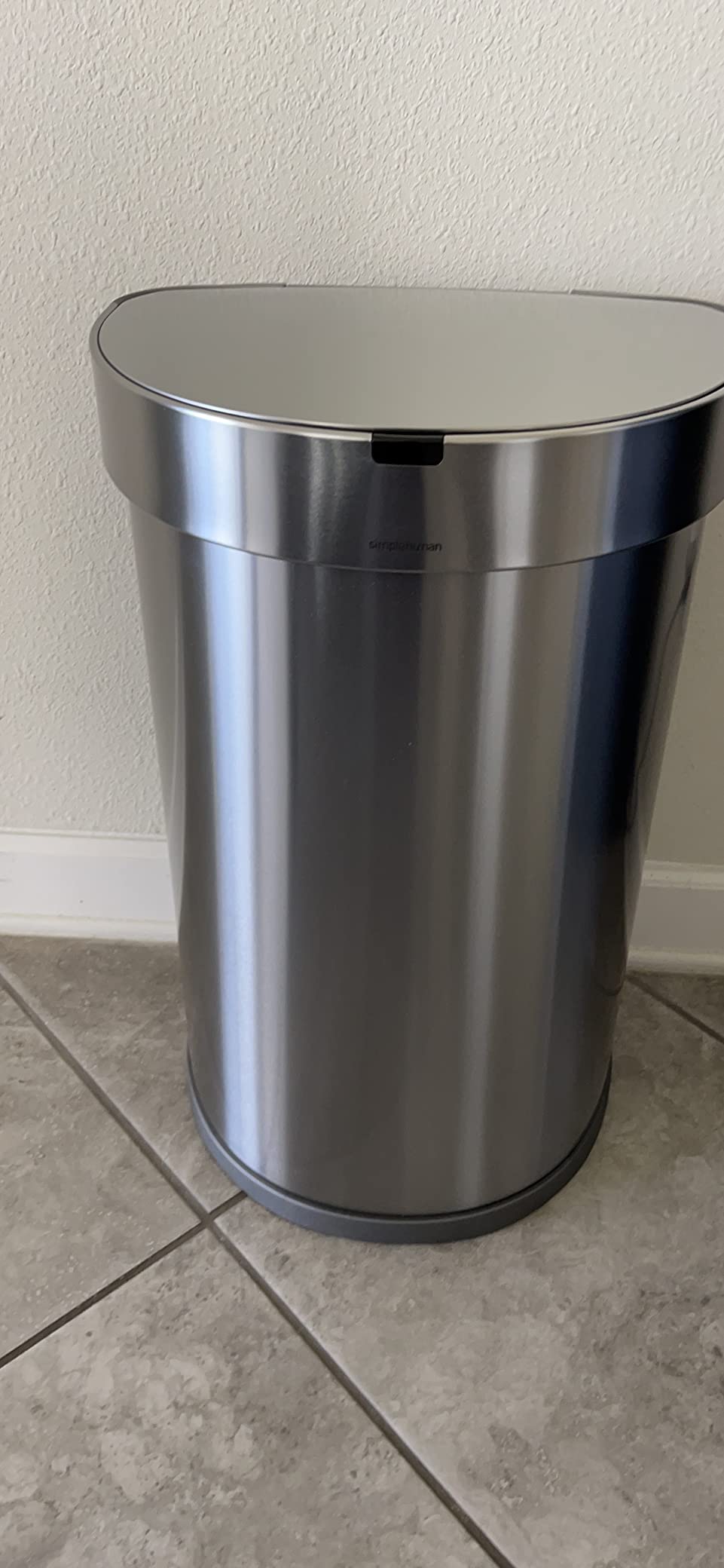 simplehuman 45 Liter / 12 Gallon Semi-Round Automatic Sensor Trash Can, Brushed Stainless Steel - Customer Photo 2
