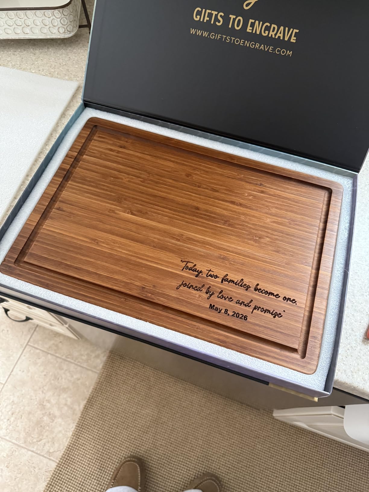 Personalized Cutting Board, Custom Bamboo Engraved Charcuterie Boards - Best Present for Wedding, Bridal Shower, Engagement, Anniversary, Housewarming, Gift Idea for Couples Bride, Parent, Family Customer Review Personalized Cutting Board, Custom Bamboo Engraved Charcuterie Boards - Best Present for Wedding, Bridal Shower, Engagement, Anniversary, Housewarming, Gift Idea for Couples Bride, Parent, Family - Customer Photo 3