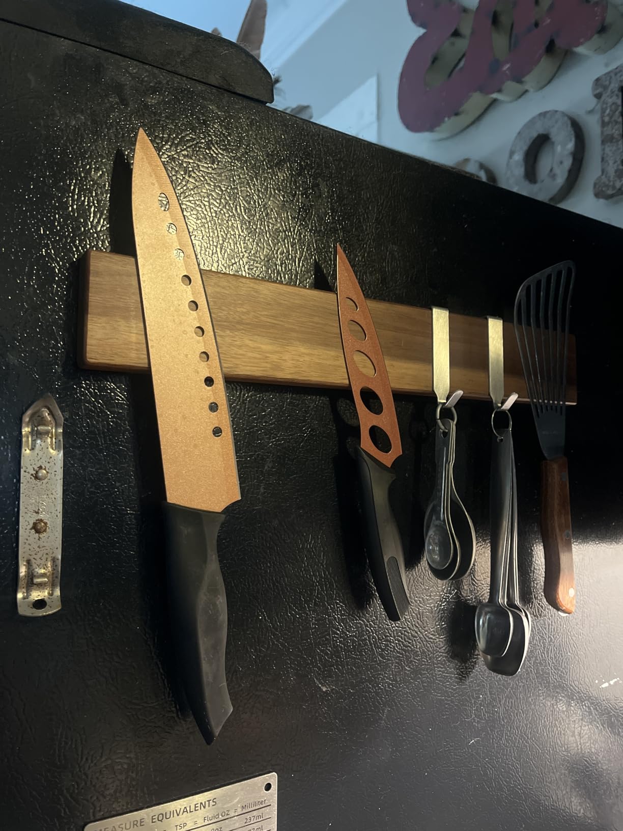 Magnetic Knife Holder for Wall, 16 Inch Acacia Wood Knife Strip, 4 Hooks customer photo 1