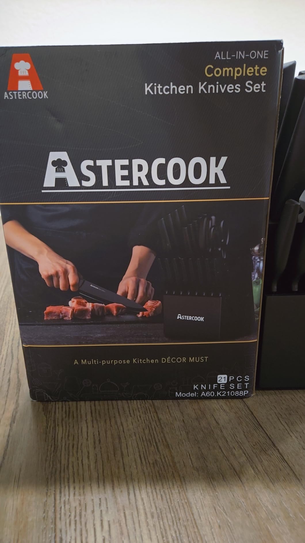 Knife Set, Astercook 21 Pieces Knife Sets for Kitchen with Block, Dishwasher Safe Kitchen Knife Set with Built-in Sharpener, German Stainless Steel Black Knife Block Set - Customer Photo 3