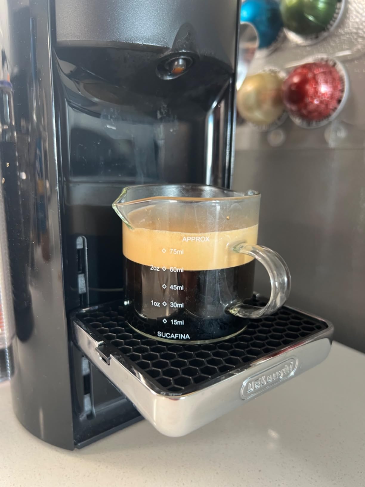 PARACITY Espresso Cup with Handle, 2.5 OZ Double Spout Clear Glass Measuring Cup with Dual Scale, Espresso Shot Glass with V-Shaped Mouth, Espresso Accessories - Customer Photo 1