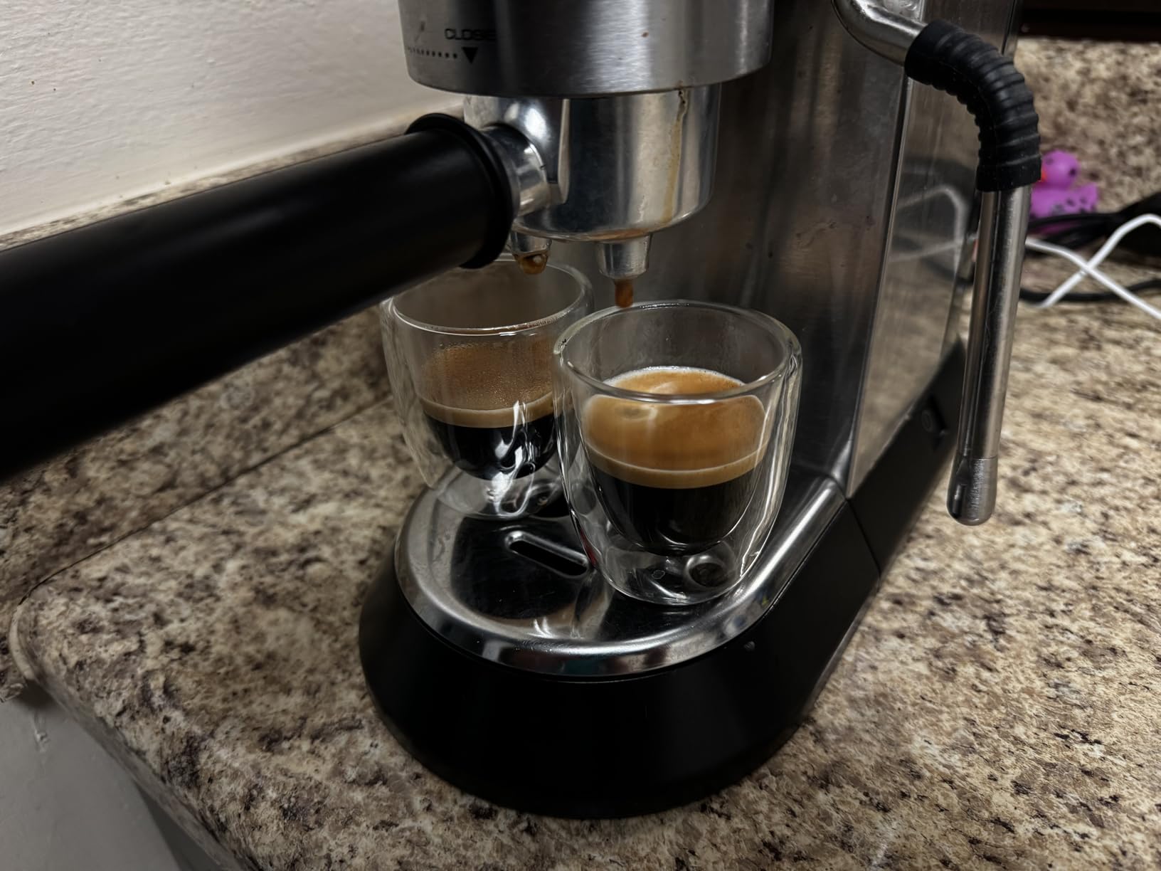 Double Walled Espresso Cups Set of 4 (50% Thicker), 3 Ounce Clear Expresso Coffee Mugs, Espresso Shot Glasses, Double Wall Insulated Espresso Cups Suit for Espresso Machine, Microwave Safe - Customer Photo 2