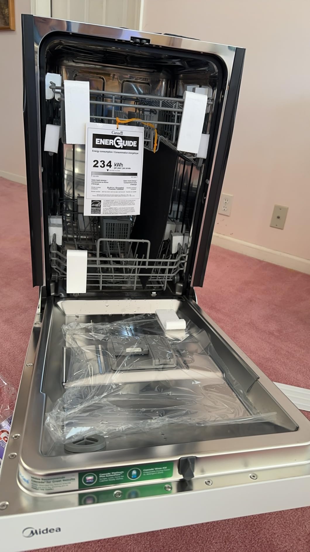 Midea MDF18A1ABB Built-in Dishwasher with 8 Place Settings, 6 Washing Programs, Stainless Steel Tub, Heated Dry, Energy Star, Black - Customer Photo 1