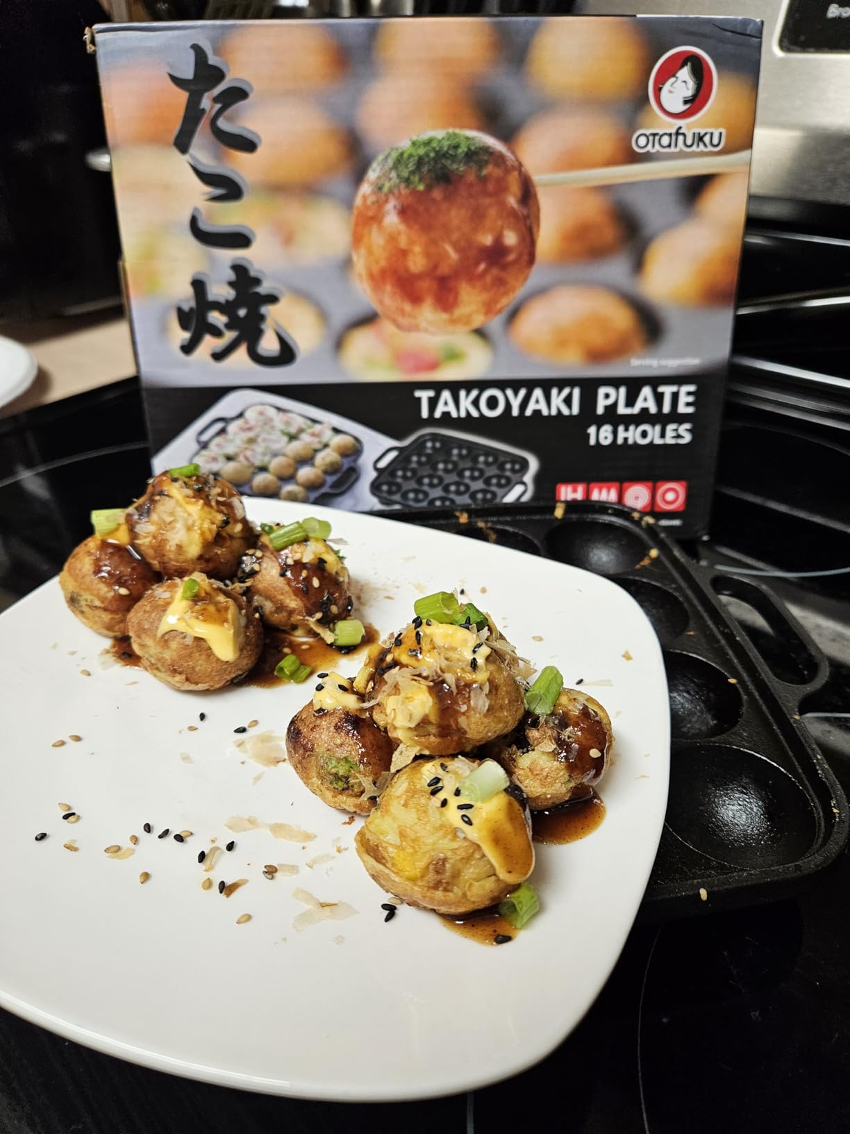Otafuku Takoyaki Plate, Cast Iron Japanese Grill (16 Holes) customer photo 2
