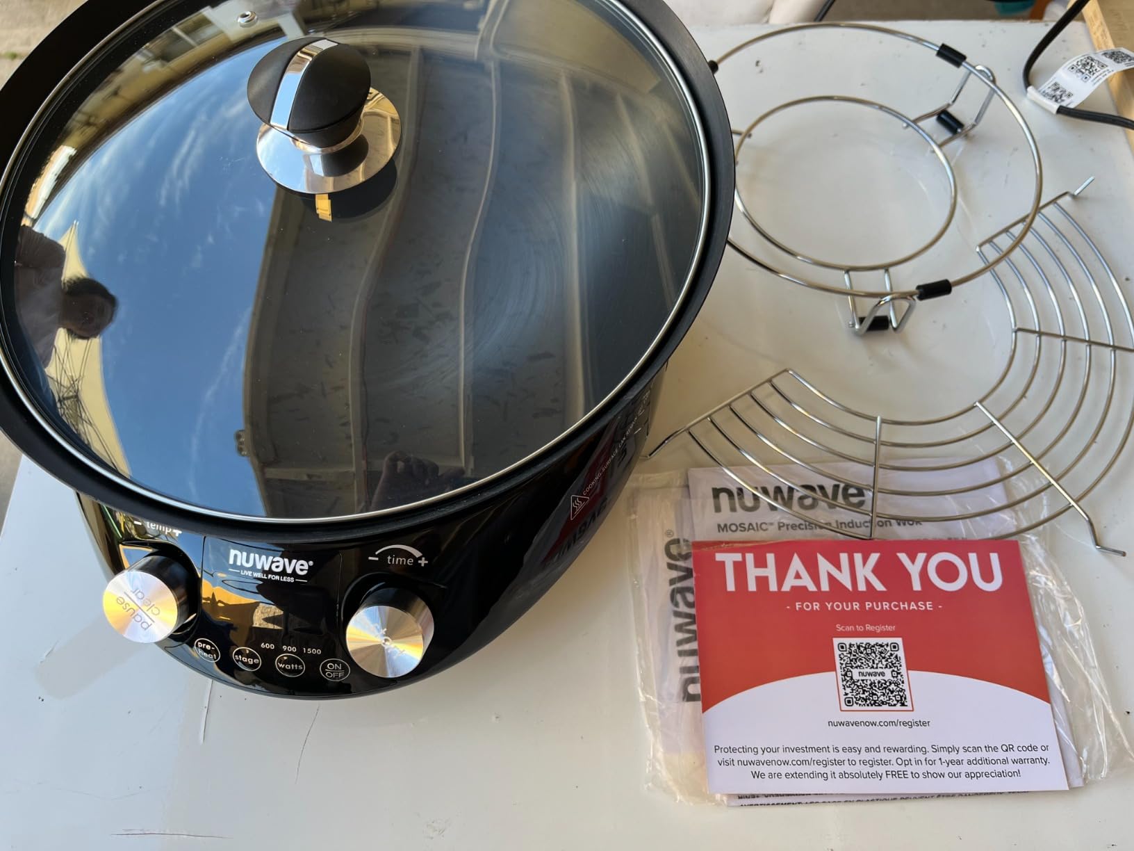 Nuwave Induction Wok, 3 Wattages 600, 900 & 1500, Precise Temp Controls from 100°F to 575°F in 5°F, Infuse Complex Charred Aroma & Flavor, Authentic 14-inch Carbon Steel Wok Included, Wok Hei - Customer Photo 3