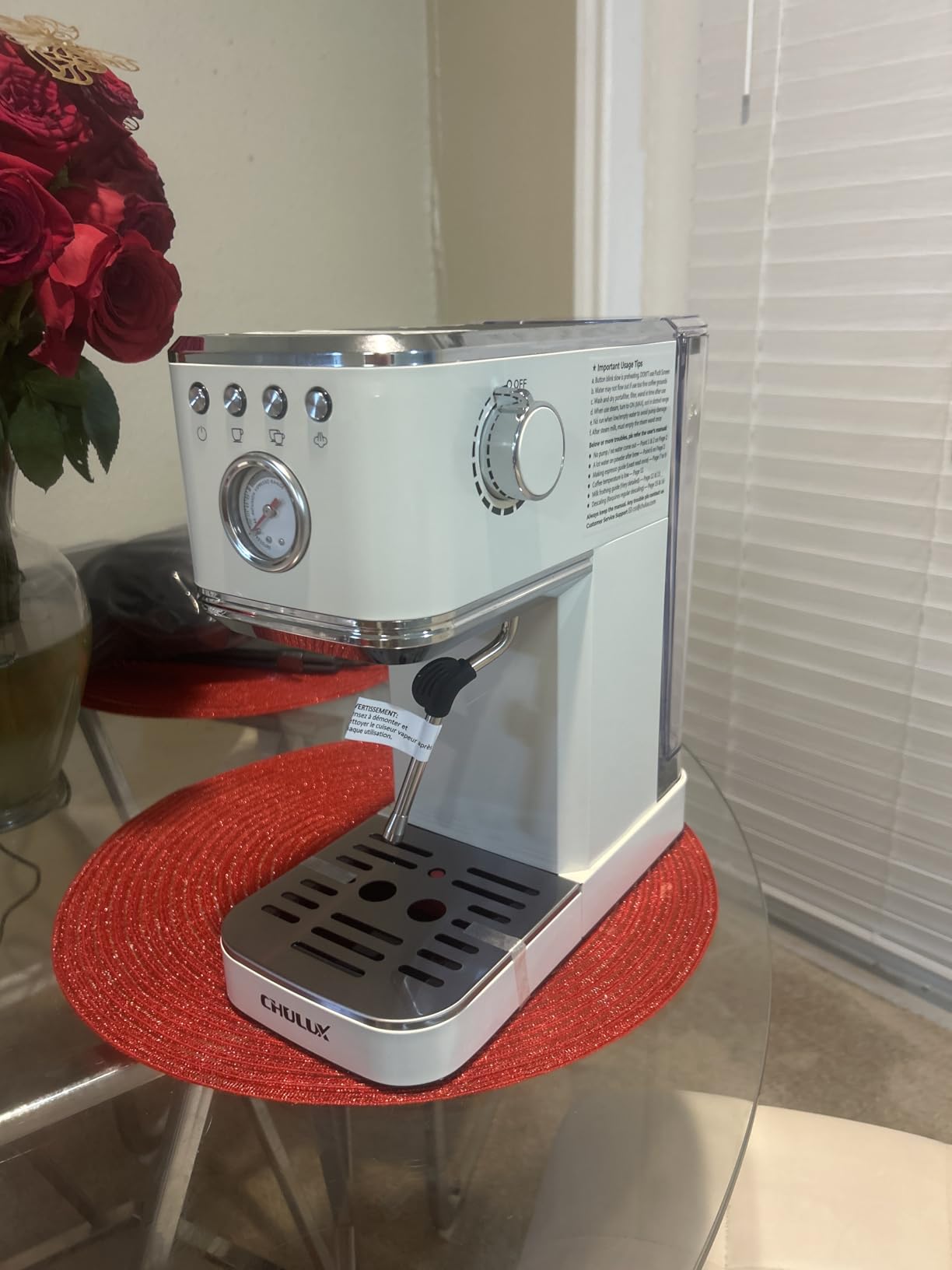 CHULUX Slim Espresso Machine with Milk Frother, 20 Bar Professional Italian Pump Espresso Coffee Machine for Home Cappuccino & Latte Maker, Stainless Steel, Silver - Customer Photo 0