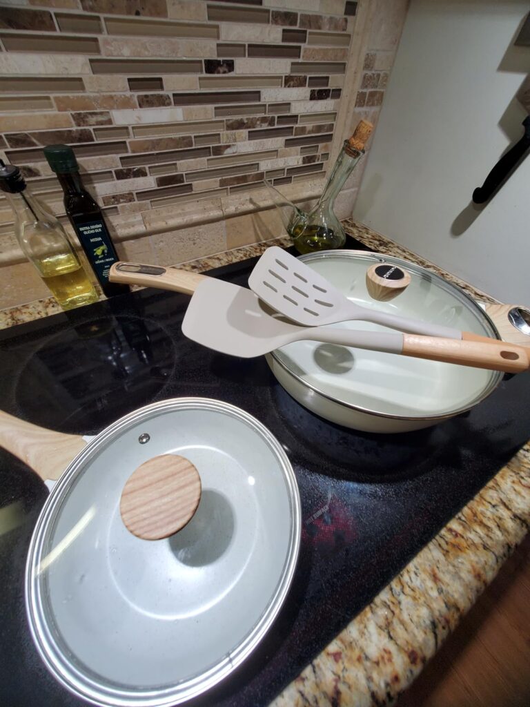 SENSARTE Nonstick Ceramic Frying Pan with Lid 8/9.5/10/11/12.5 Inch Omelet Pan Skillet, Free of Intentionally Added PFAS/PTFE Non-toxic Chef's Pan Induction Compatible Pan, Heat Resistant Handle - Customer Photo 1