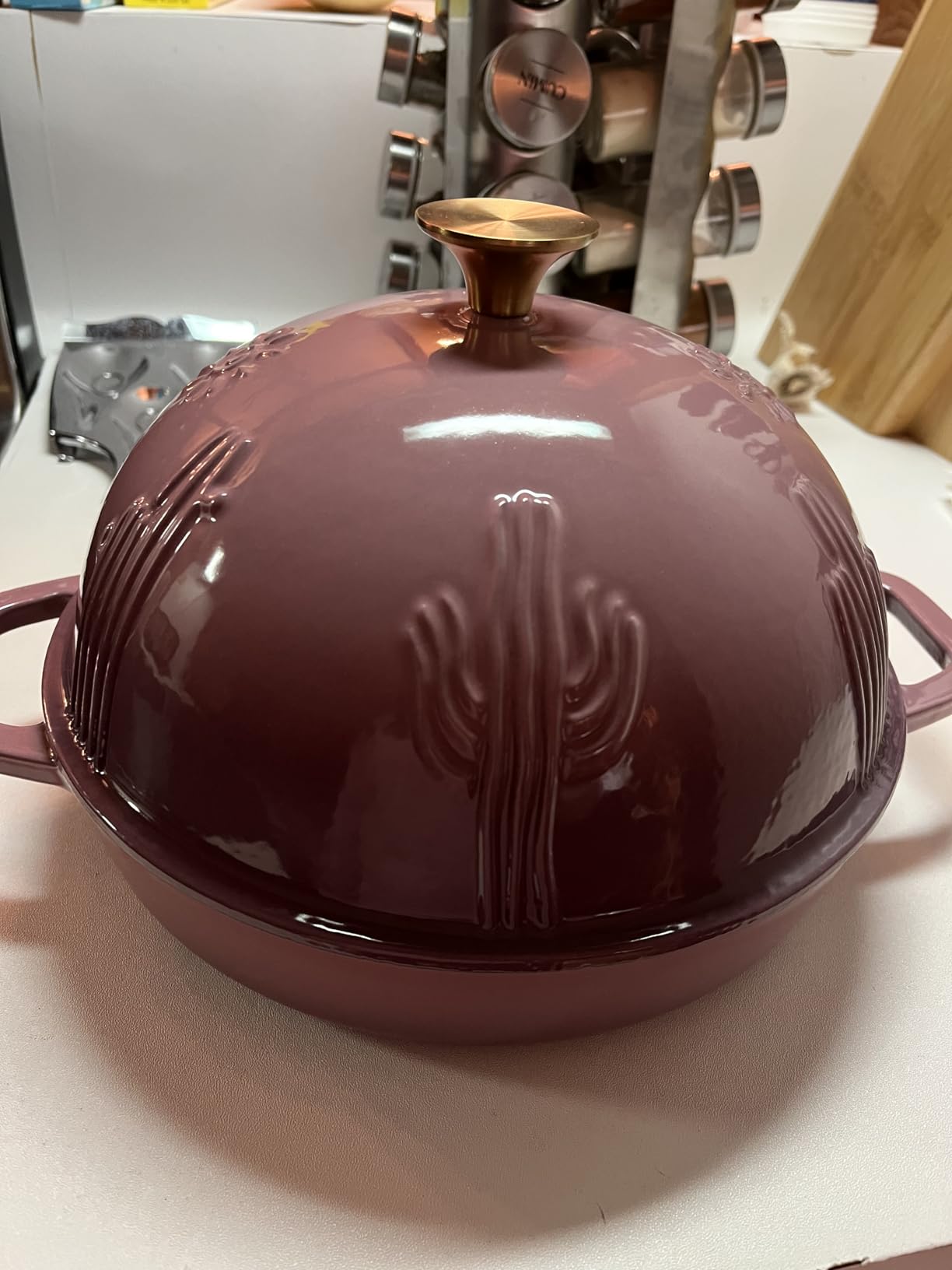 Bread Oven Cast Iron Bread Dutch Oven with Cloche Lid for Bread Baking Darkcyan Enameled Cast Iron Bread Oven with Dome Lid for Sourdough, 9.8 Inches customer photo 2