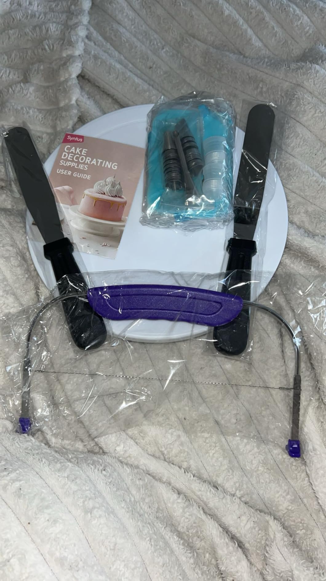 Syntus 65 PCs Cake Decorating Kit with Cake Stand Turntable, Cake Baking Supplies 30+1 Piping Bags, 24 Piping Tips, Offset & Straight Spatulas, 3 Scrapers, Leveler, 2 Couplers & 1 Tips Brush customer photo 2