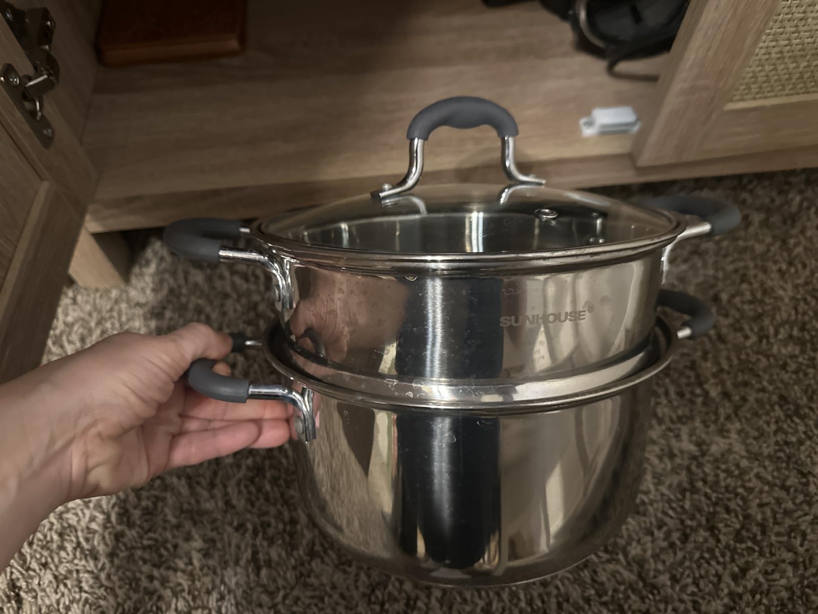 SUNHOUSE - 3.1 Quart Steamer Pots With Lid 2-Tier Multipurpose Stainless Steel Steaming Pot Cookware With Handle For Vegetable, Dumpling, Sauce, Food - Triple Bottom, Measurement Line customer photo 2