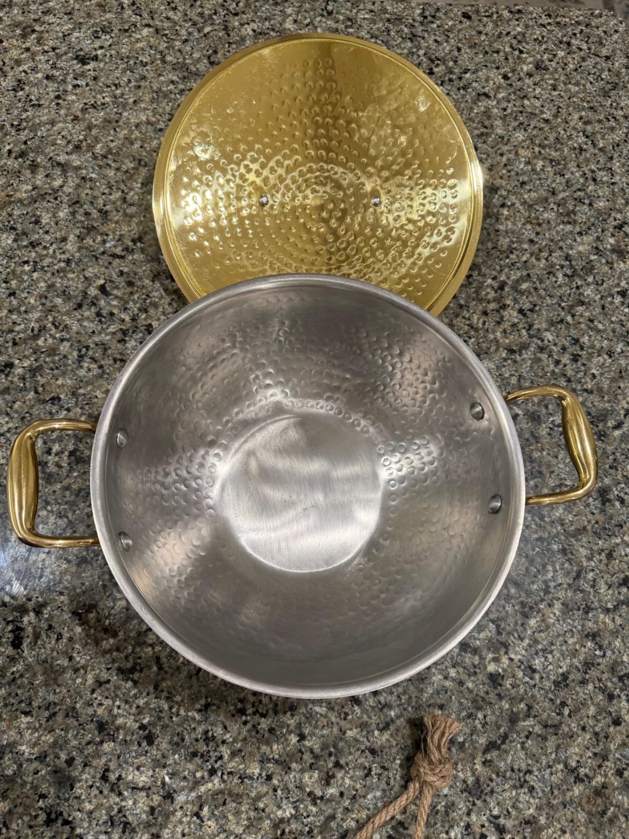 SWADESHI BLESSINGS Exclusive Range Brass Kadai/Wok Pan for Cooking with Lid/Teflon-Free/Naturally Non-Stick Brass Utensils with Tin Coating (2 Litres) customer photo 1