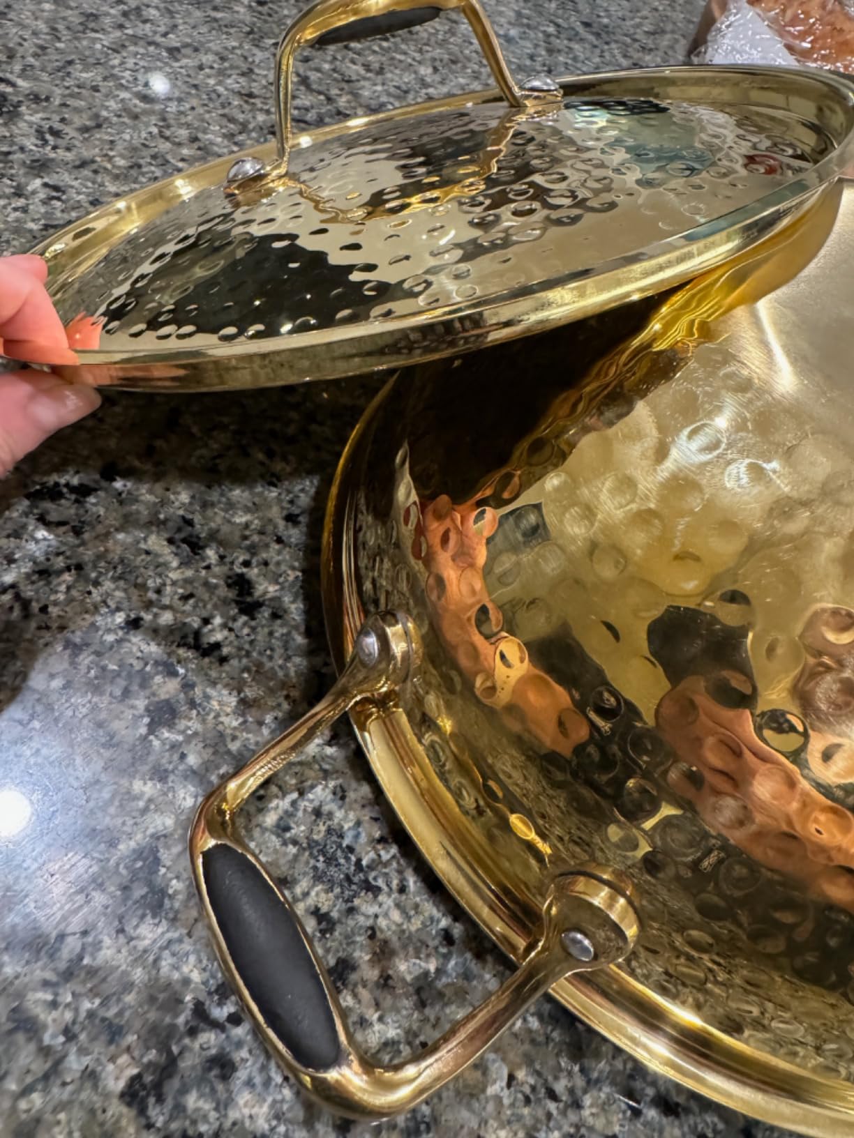 SWADESHI BLESSINGS Exclusive Range Brass Kadai/Wok Pan for Cooking with Lid/Teflon-Free/Naturally Non-Stick Brass Utensils with Tin Coating (3 Litres) customer photo 2