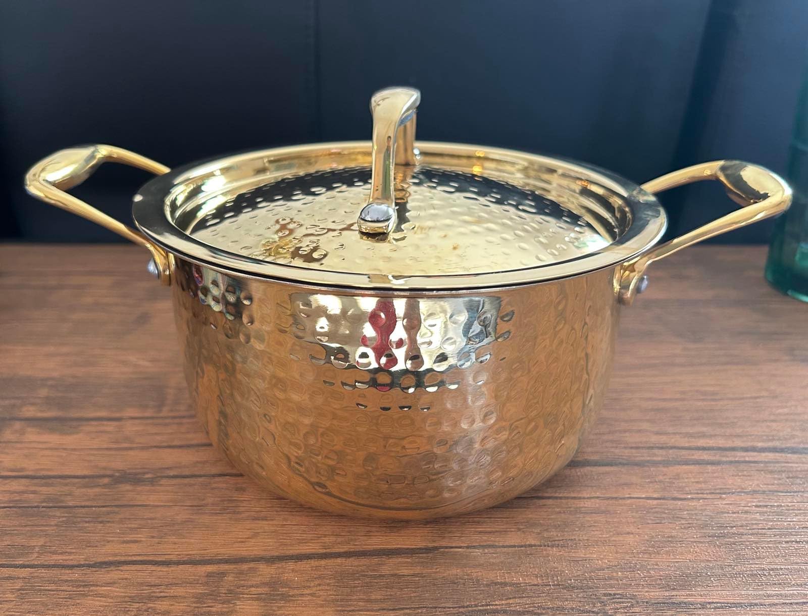 Swadeshi Blessings Exclusive Range Brass Pot/Stock Pot for Cooking with Lid/Teflon-Free/Naturally Non-Stick Brass Utensils with Tin Coating (1 Litres) customer photo 1